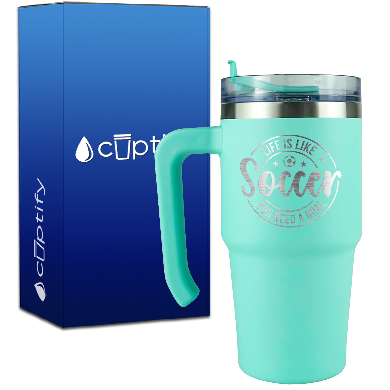 Life is Like Soccer, You Need a Goal Circle on 20oz Soccer Travel Mug