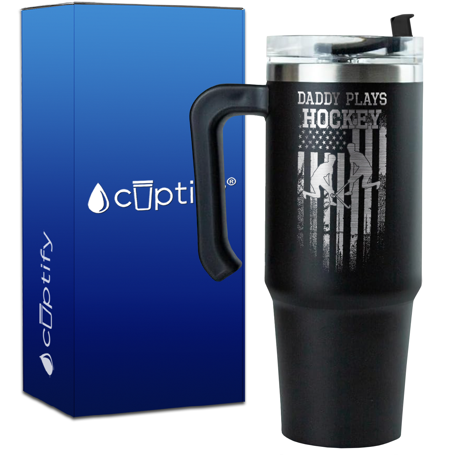 Daddy Plays Hockey on 30oz Hockey Travel Mug