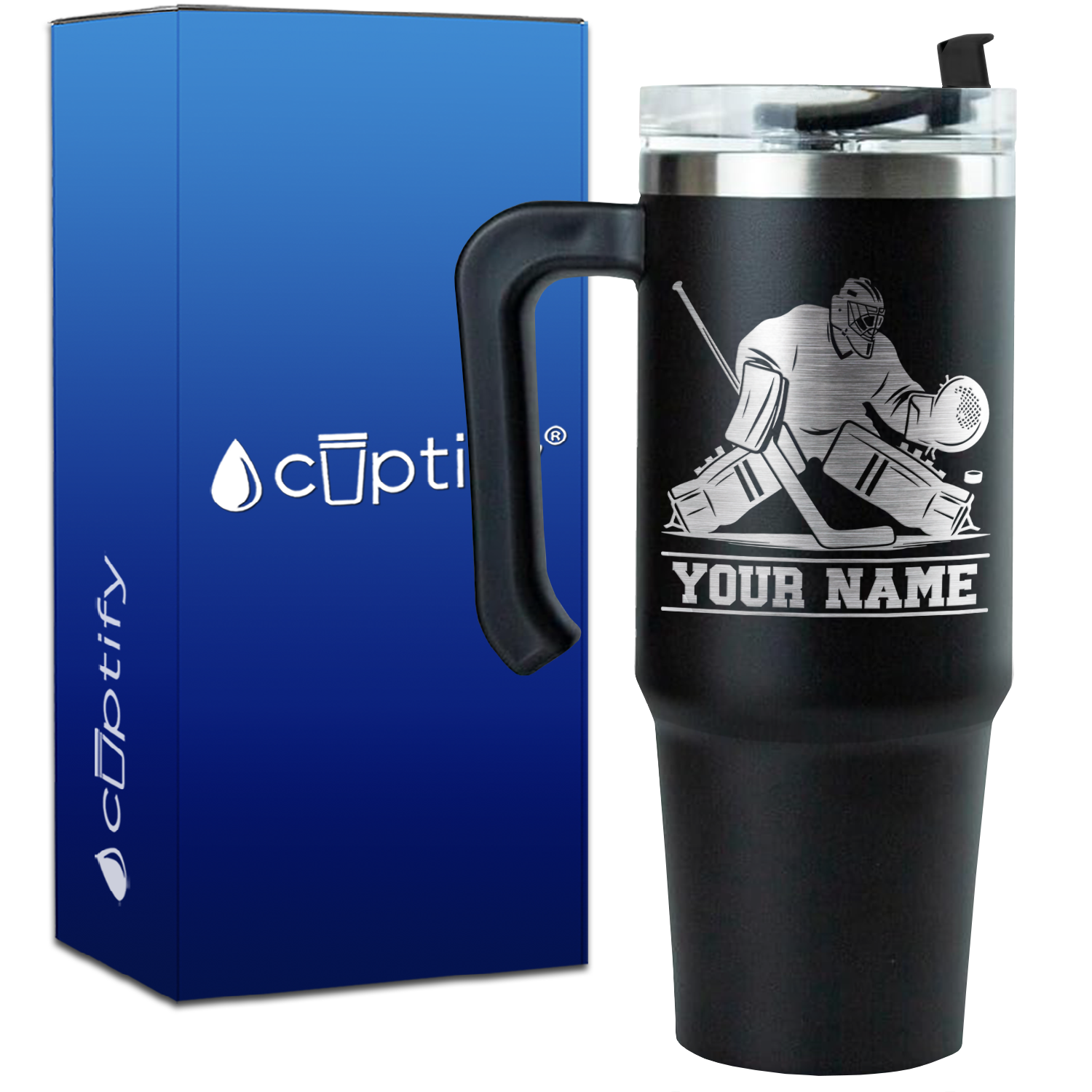 Personalized Hockey Goalie on 30oz Hockey Travel Mug