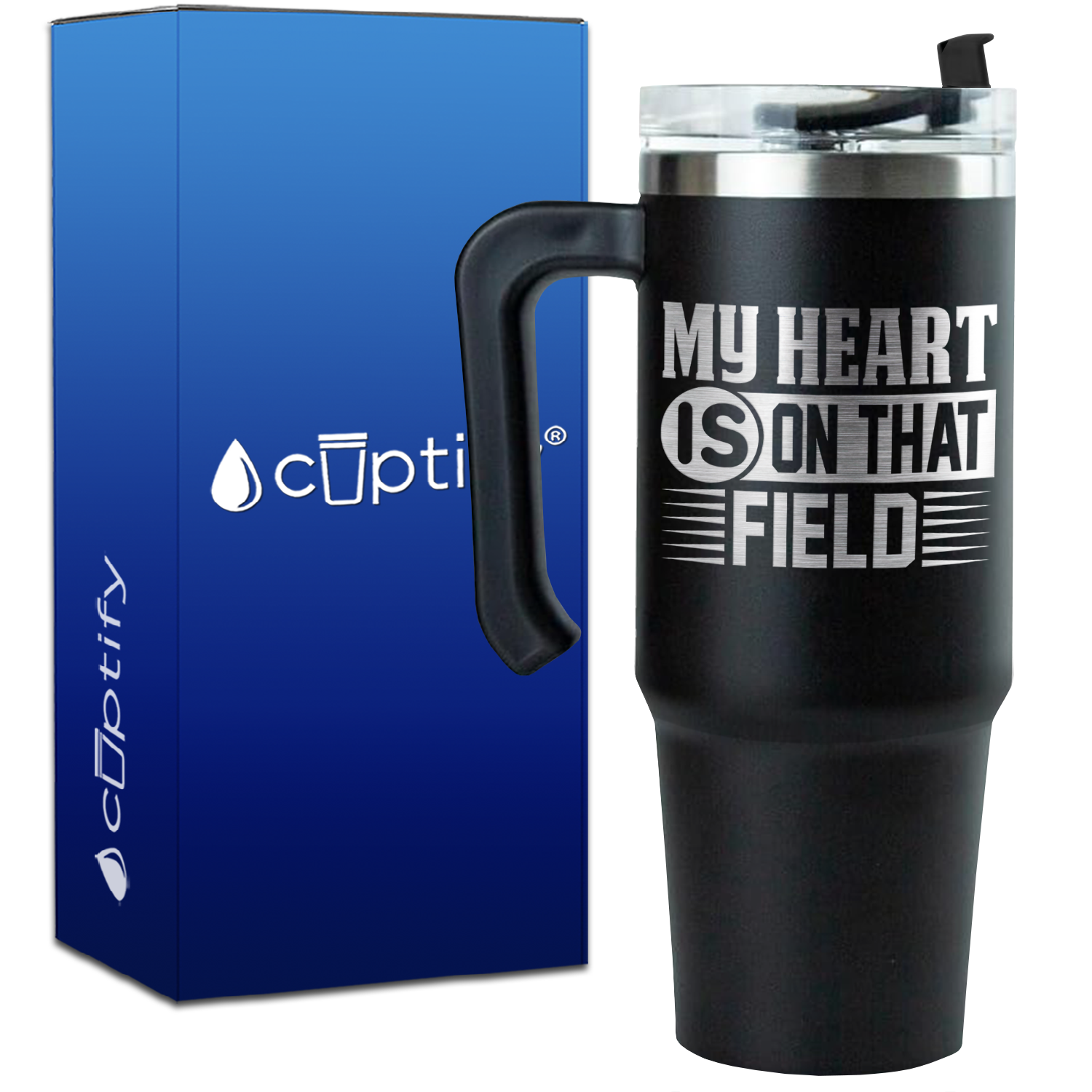 My Heart is on that Field on 30oz Soccer Travel Mug