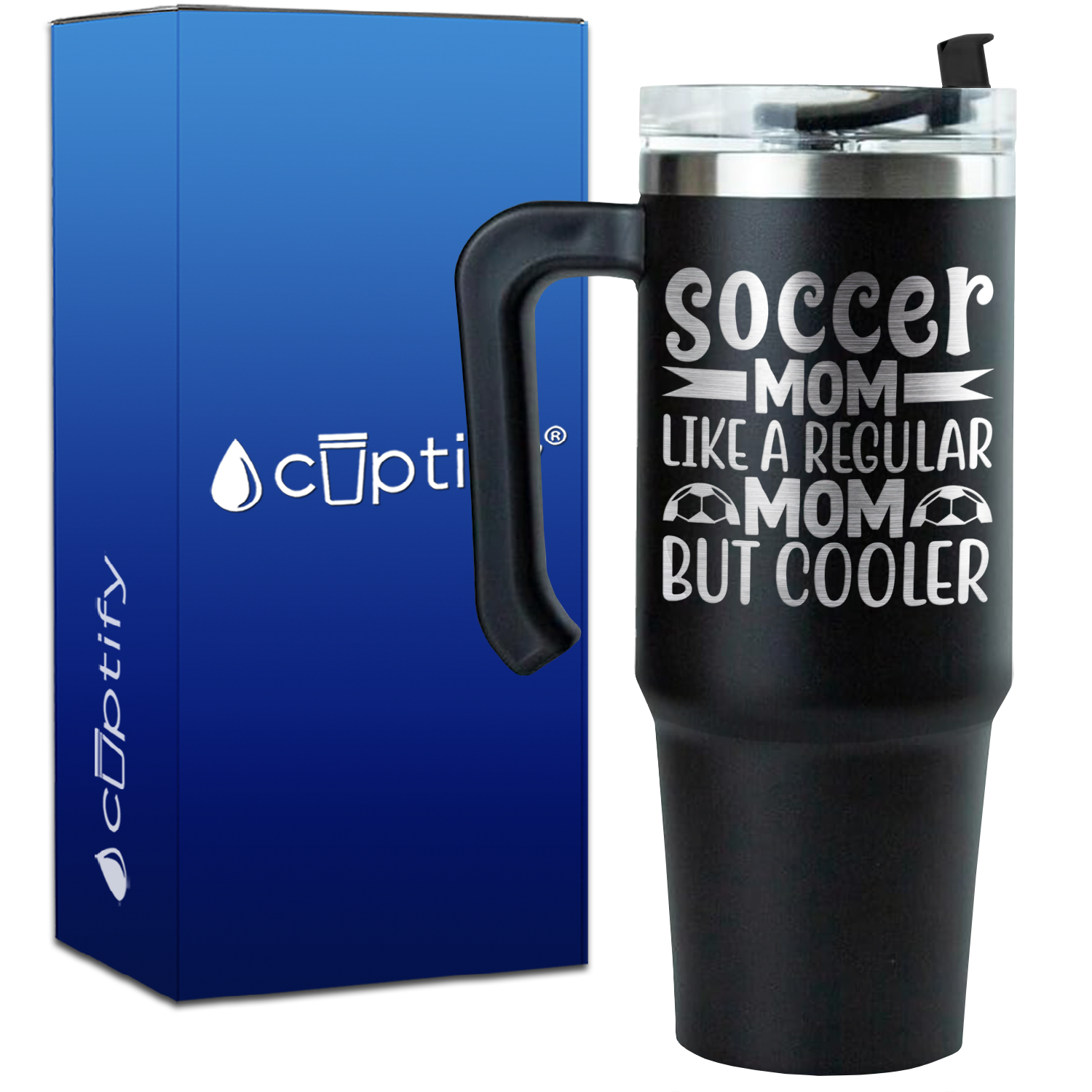 Soccer Mom Like a Regular but Cooler on 30oz Soccer Travel Mug