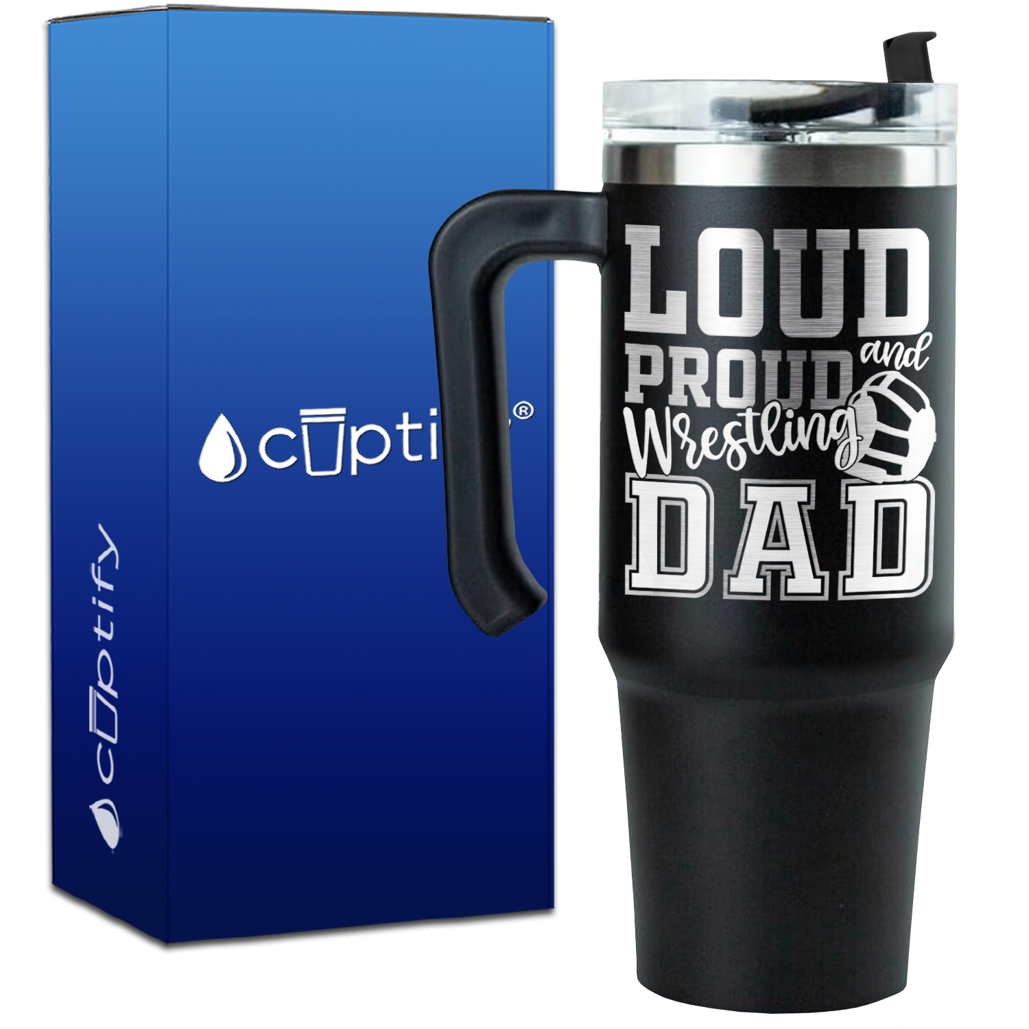 Loud and Proud Wrestling Dad on 30oz Wrestling Travel Mug