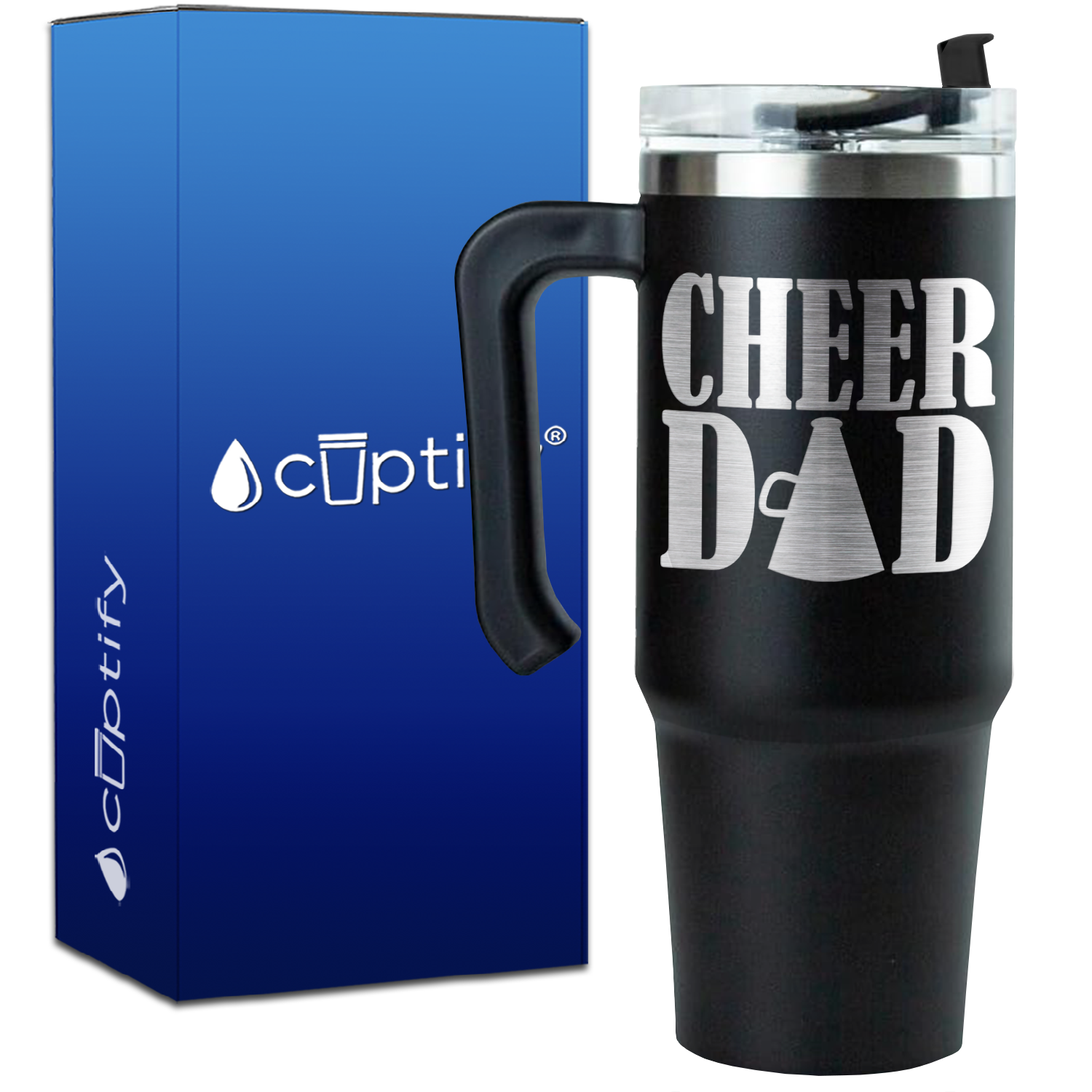 Cheer Dad with Megaphone on 30oz Cheer Travel Mug