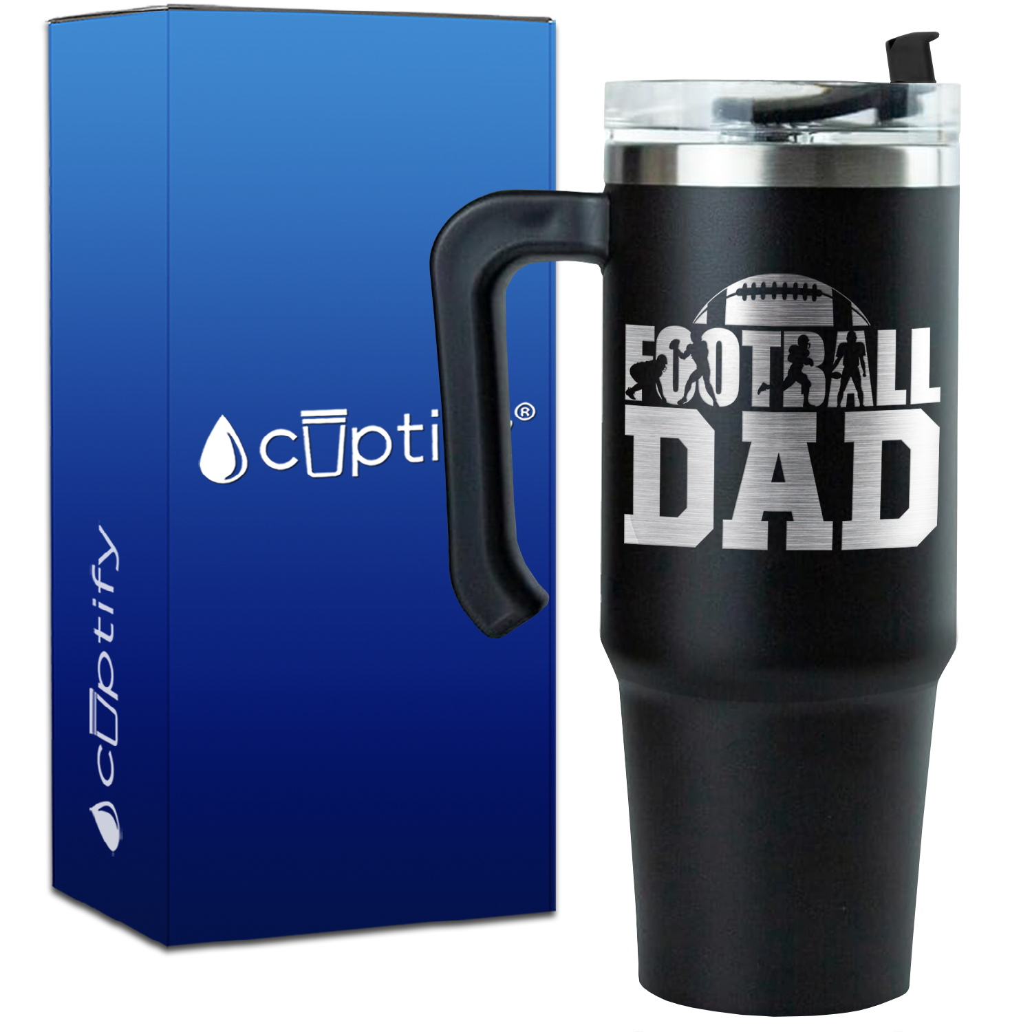 Football Dad on 30oz Football Travel Mug