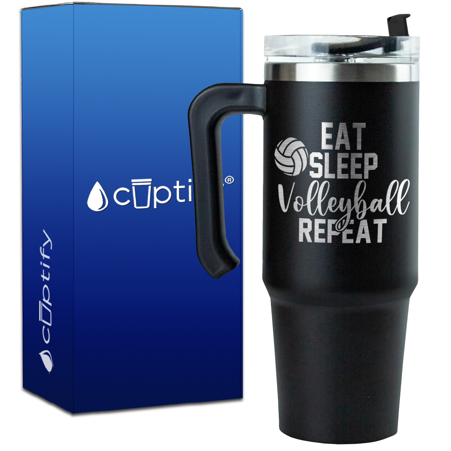 Eat Sleep Volleyball Repeat on 30oz Volleyball Travel Mug