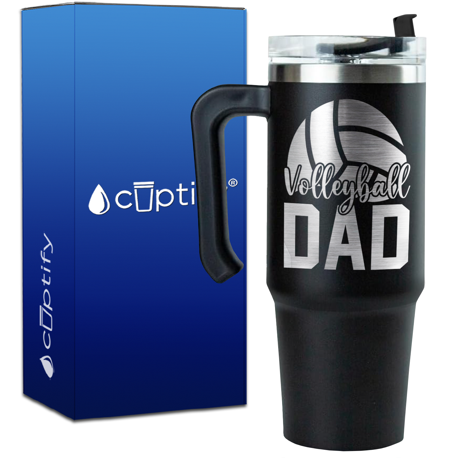 Volleyball Dad Half Ball on 30oz Volleyball Travel Mug