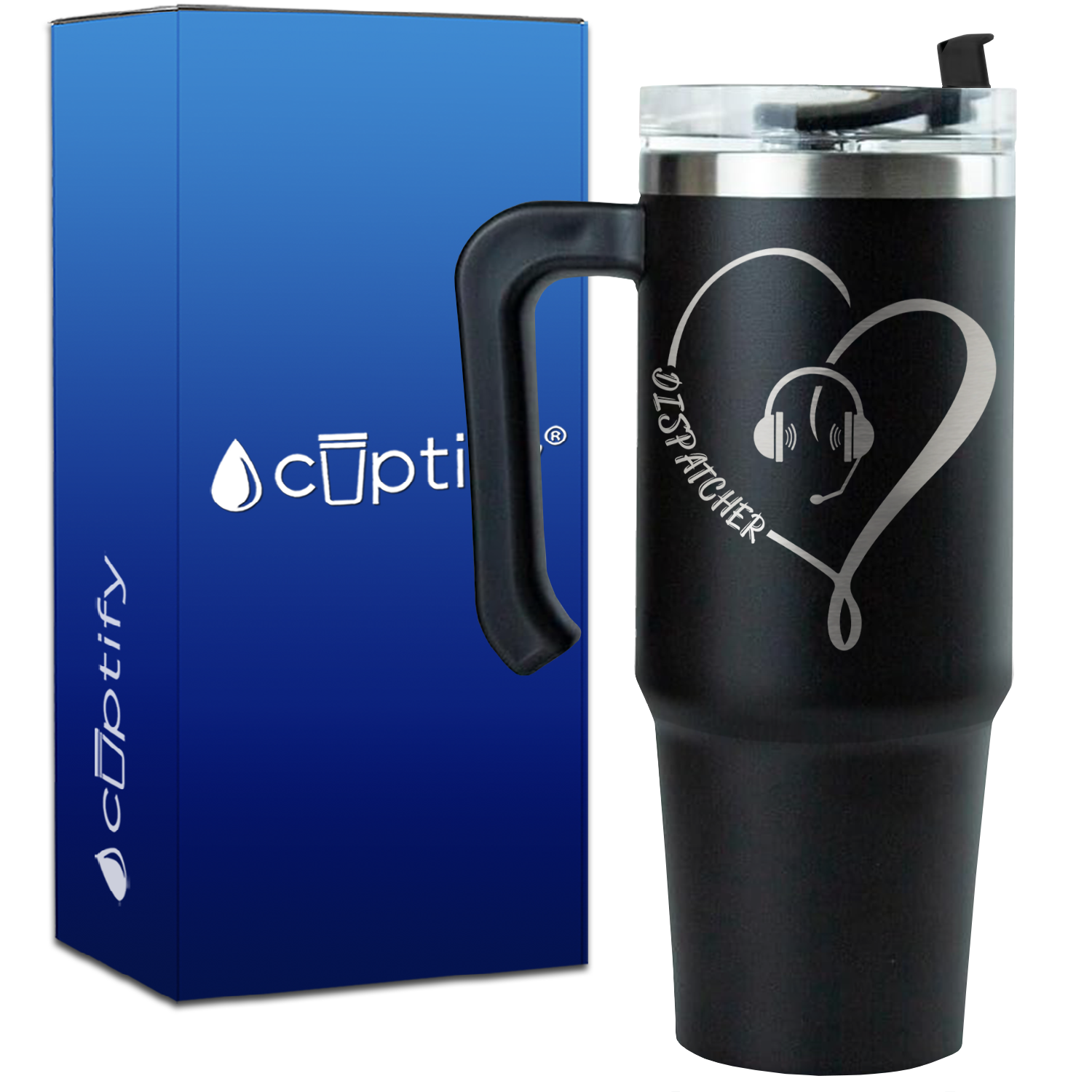 Dispatcher Headset Heart on 30oz Dispatcher Travel Mug