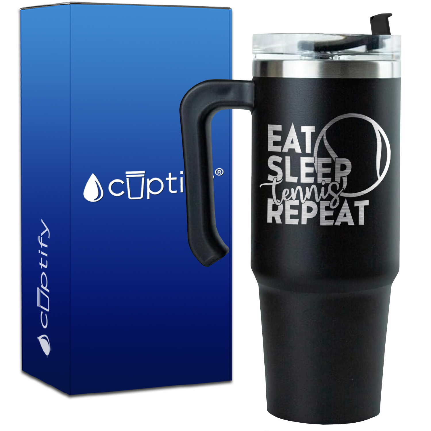 Eat Sleep Tennis Repeat on 30oz Tennis Travel Mug