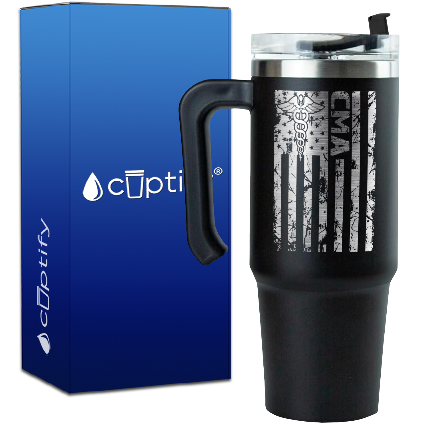 Distressed CMA Flag on 30oz CMA Travel Mug