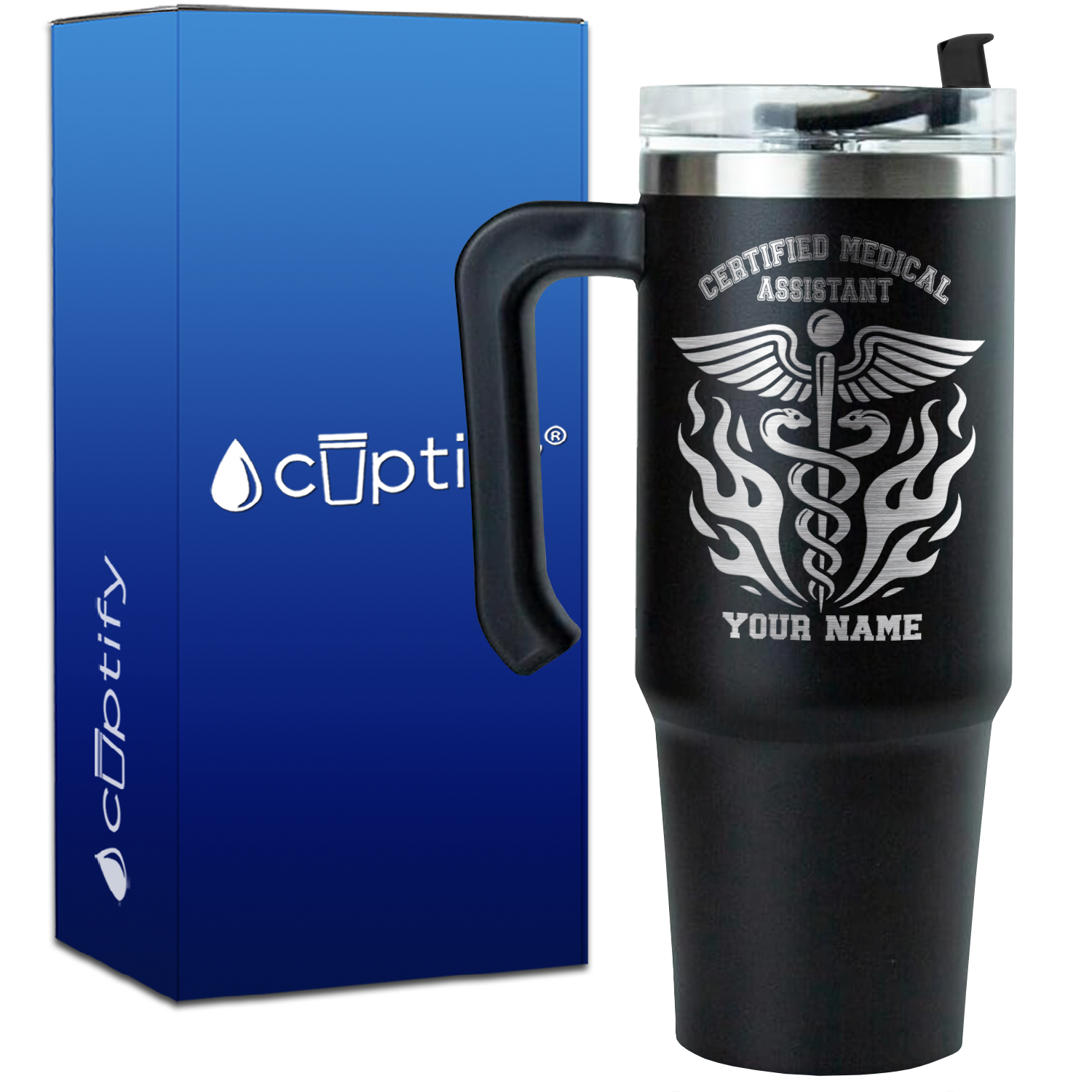 Personalized Certified Medical Assistant Stylish Caduceus on 30oz CMA Travel Mug