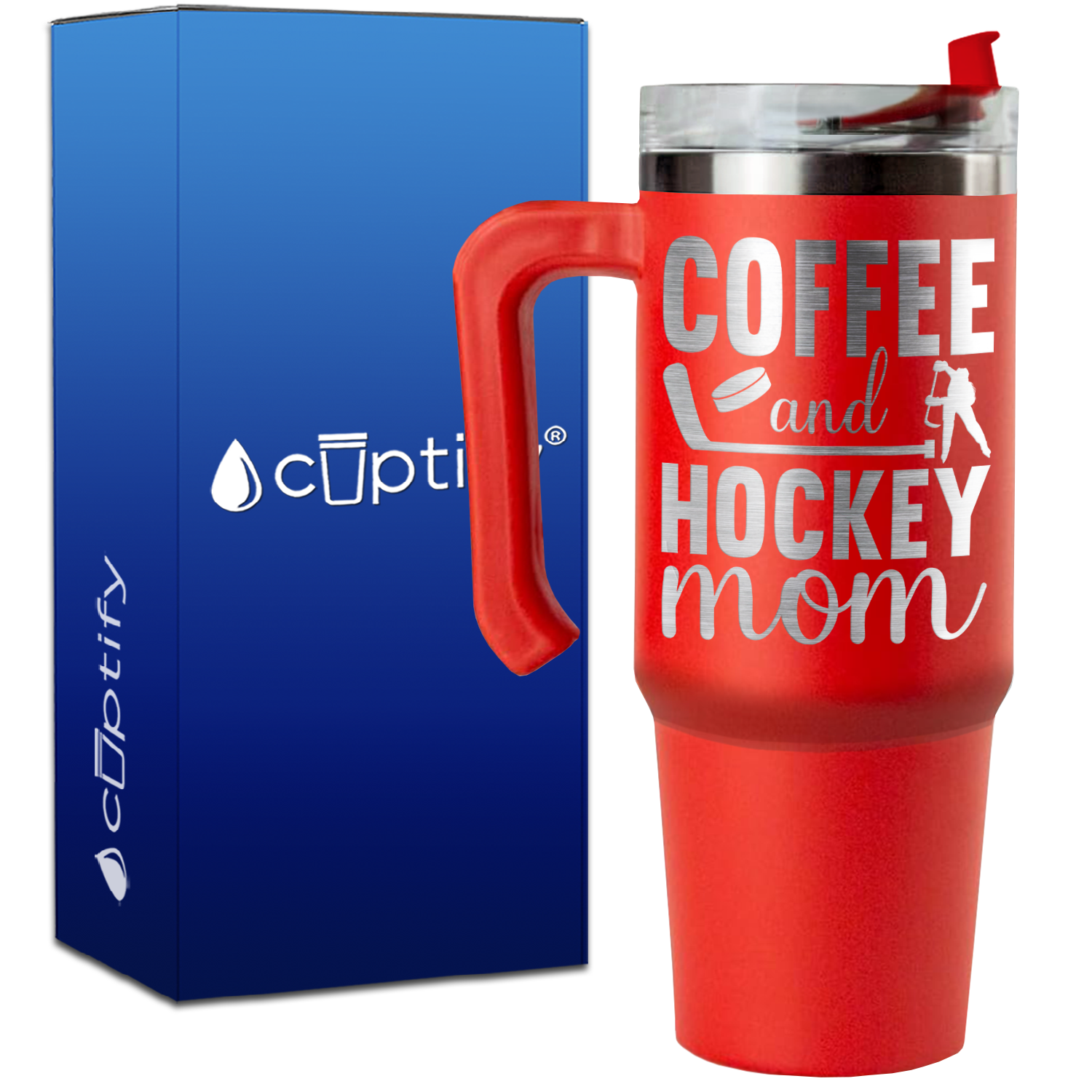 Coffee and Hockey Mom on 30oz Hockey Travel Mug