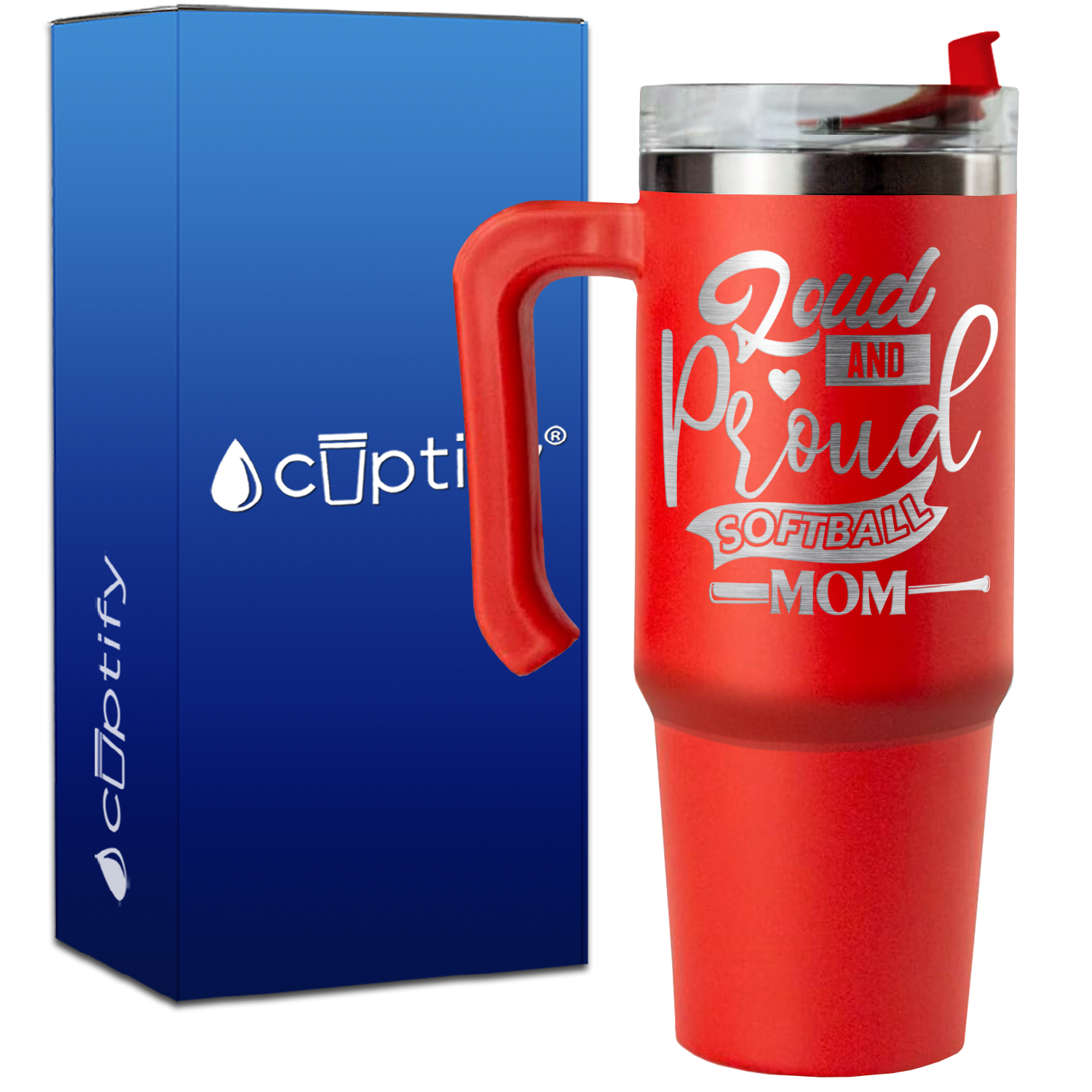 Loud and Proud Softball Mom on 30oz Softball Travel Mug