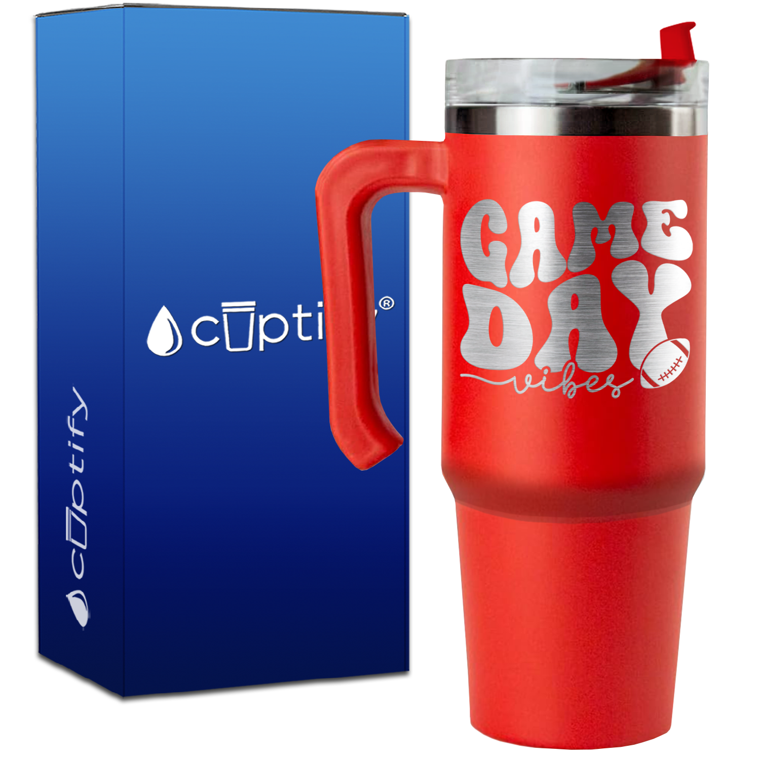 Game Day Vibes Football on 30oz Football Travel Mug