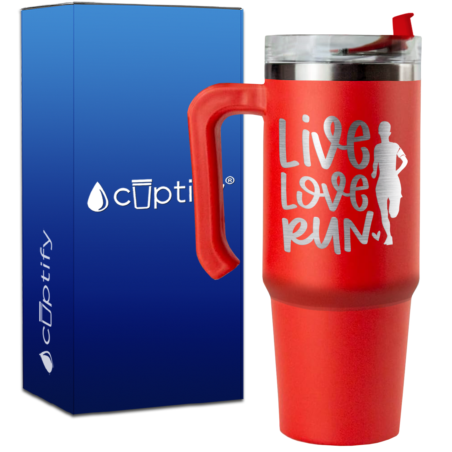 Live Love Run Silhouette on 30oz Running Travel Mug