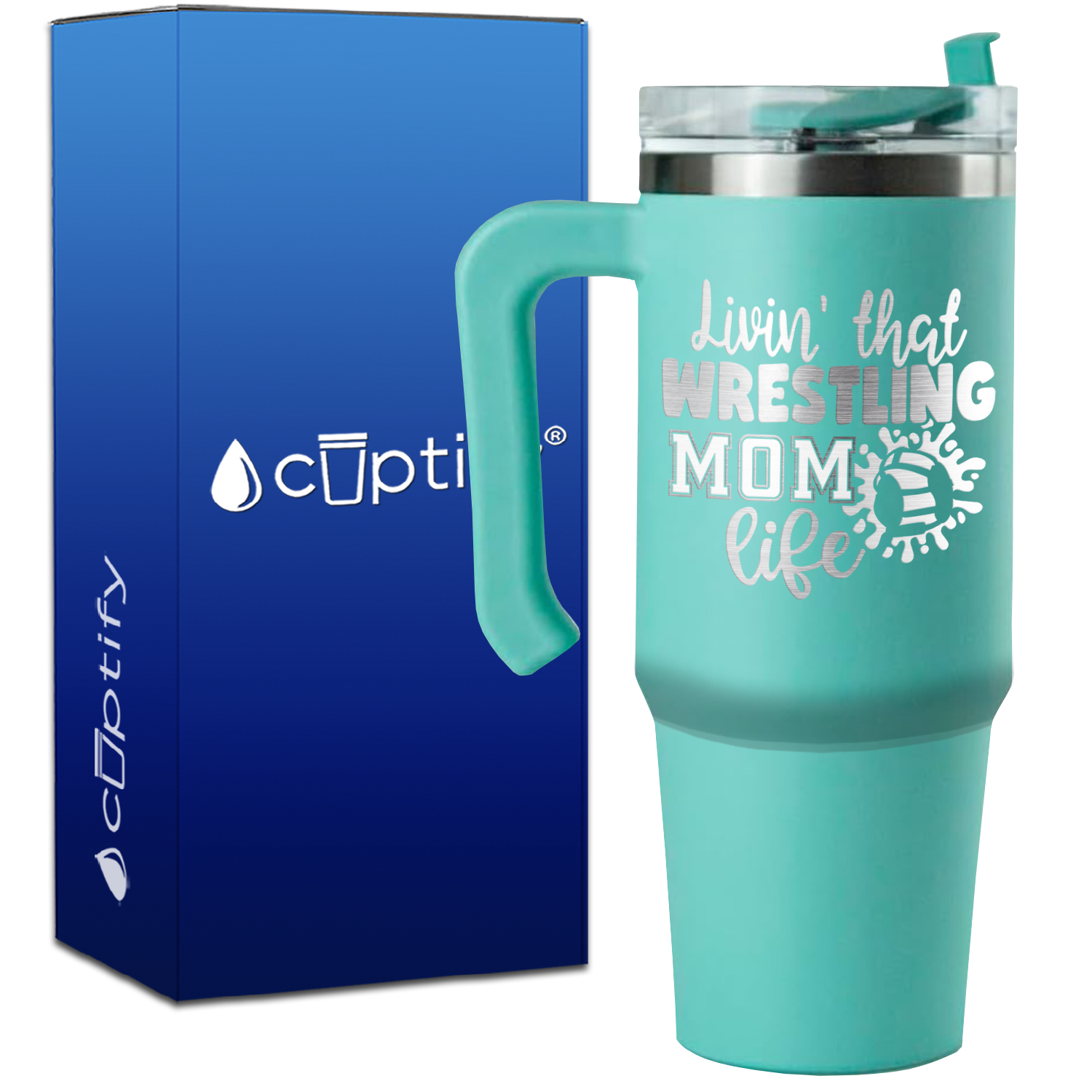 Livin' That Wrestling Mom Life Headgear on 30oz Wrestling Travel Mug