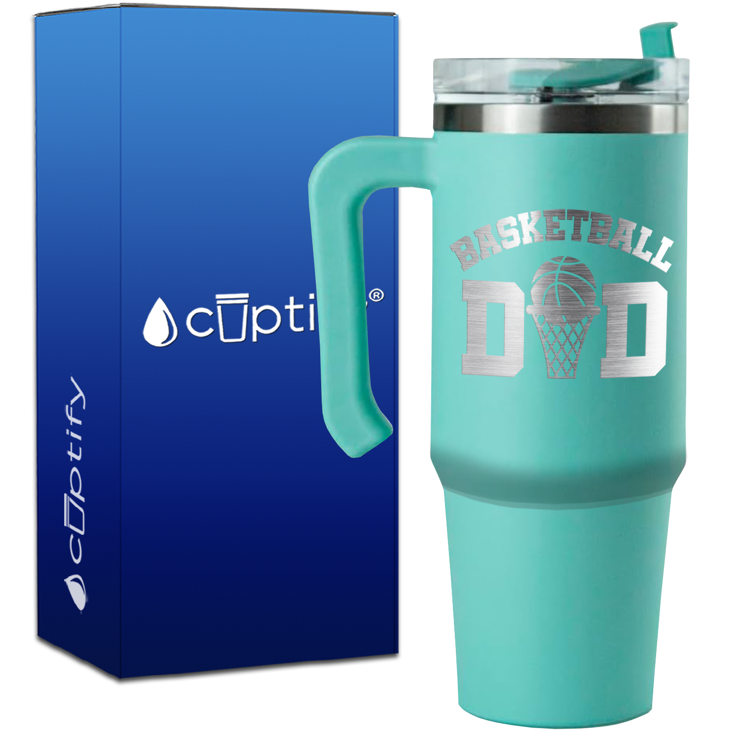 Basketball Dad Ball and Net on 30oz Basketball Travel Mug