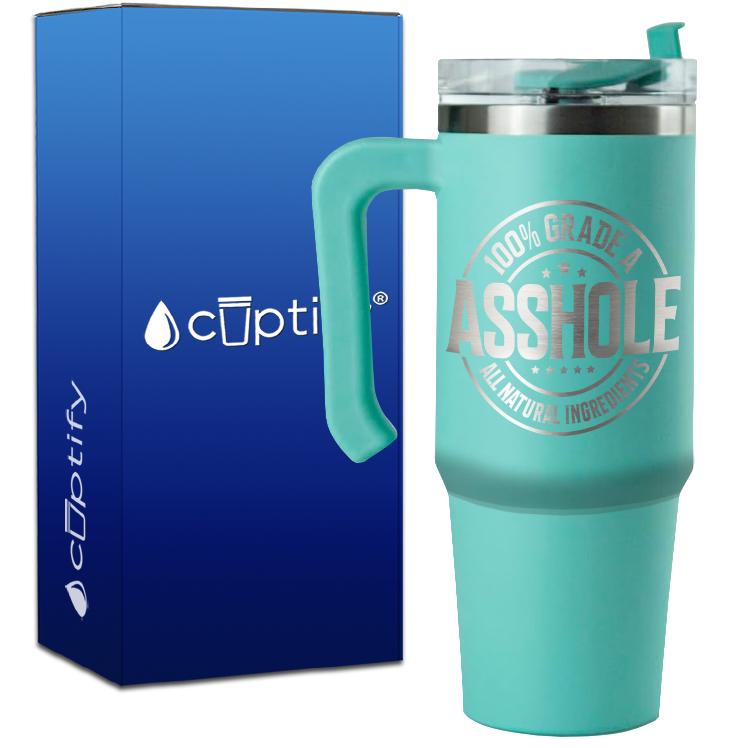 100% Grade A Asshole on 30oz Funny Travel Mug