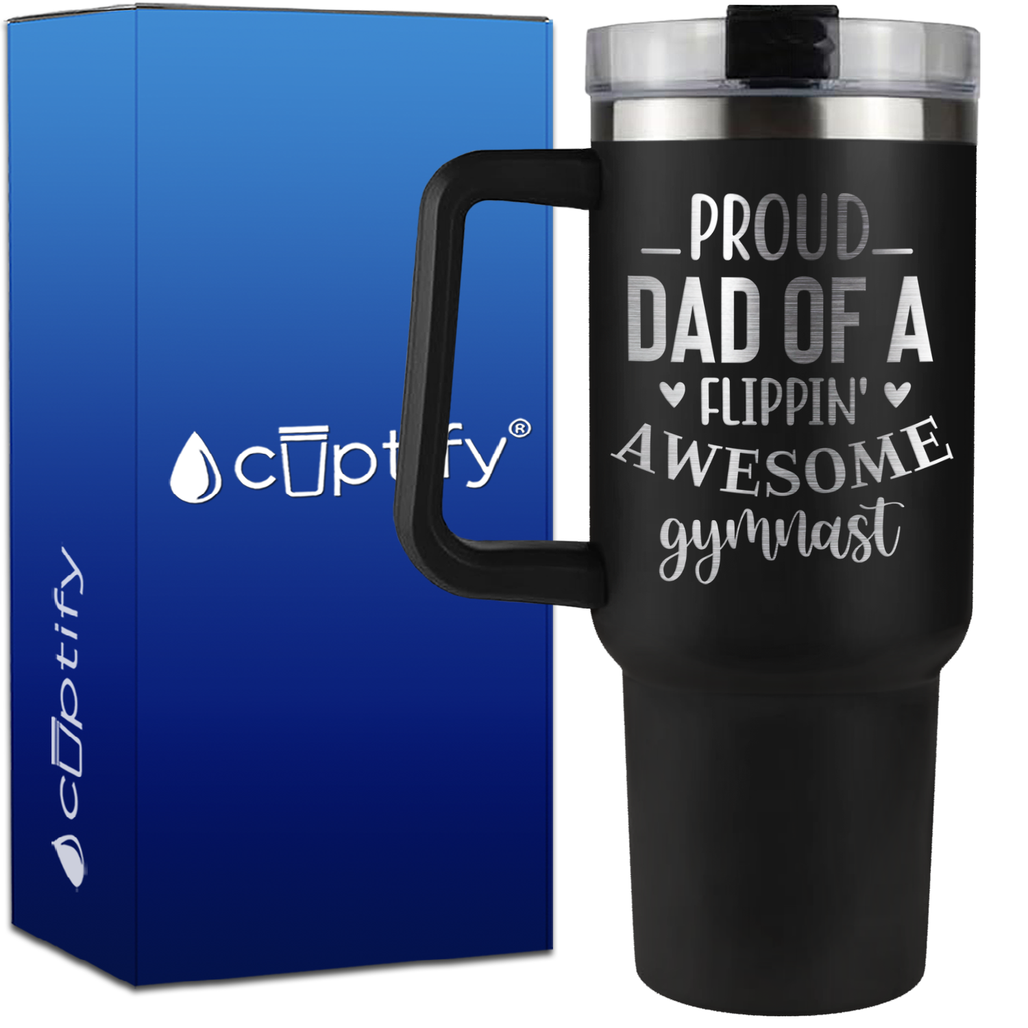 Proud Dad of a Flippin' Awesome Gymnast on 40oz Gymnastics Traveler Mug