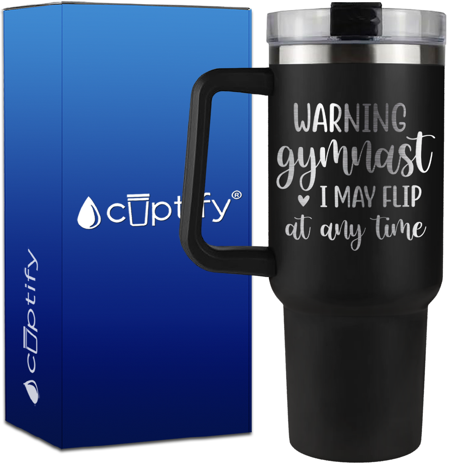 Warning Gymnast I May Flip at Any Time on 40oz Gymnastics Traveler Mug