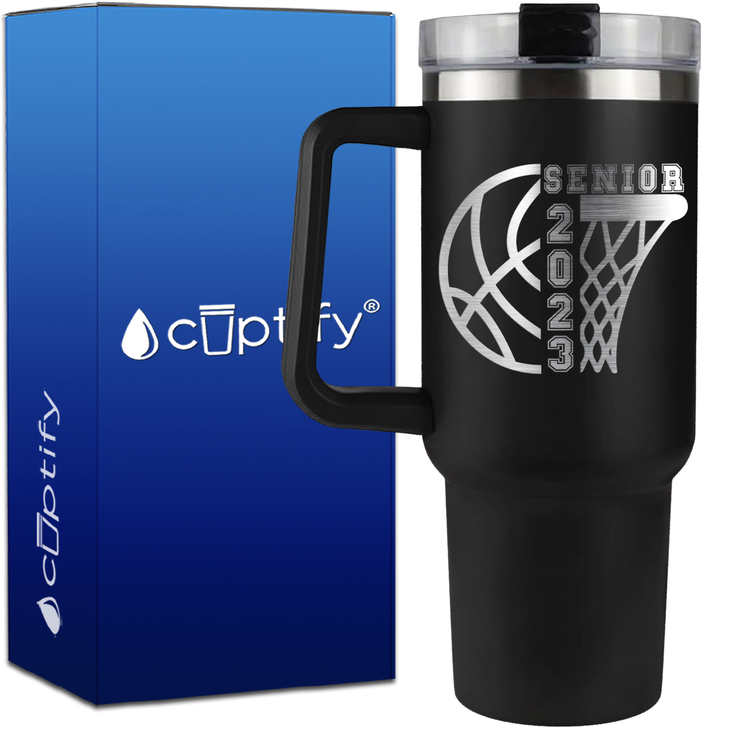 Basketball Senior on 40oz Basketball Traveler Mug