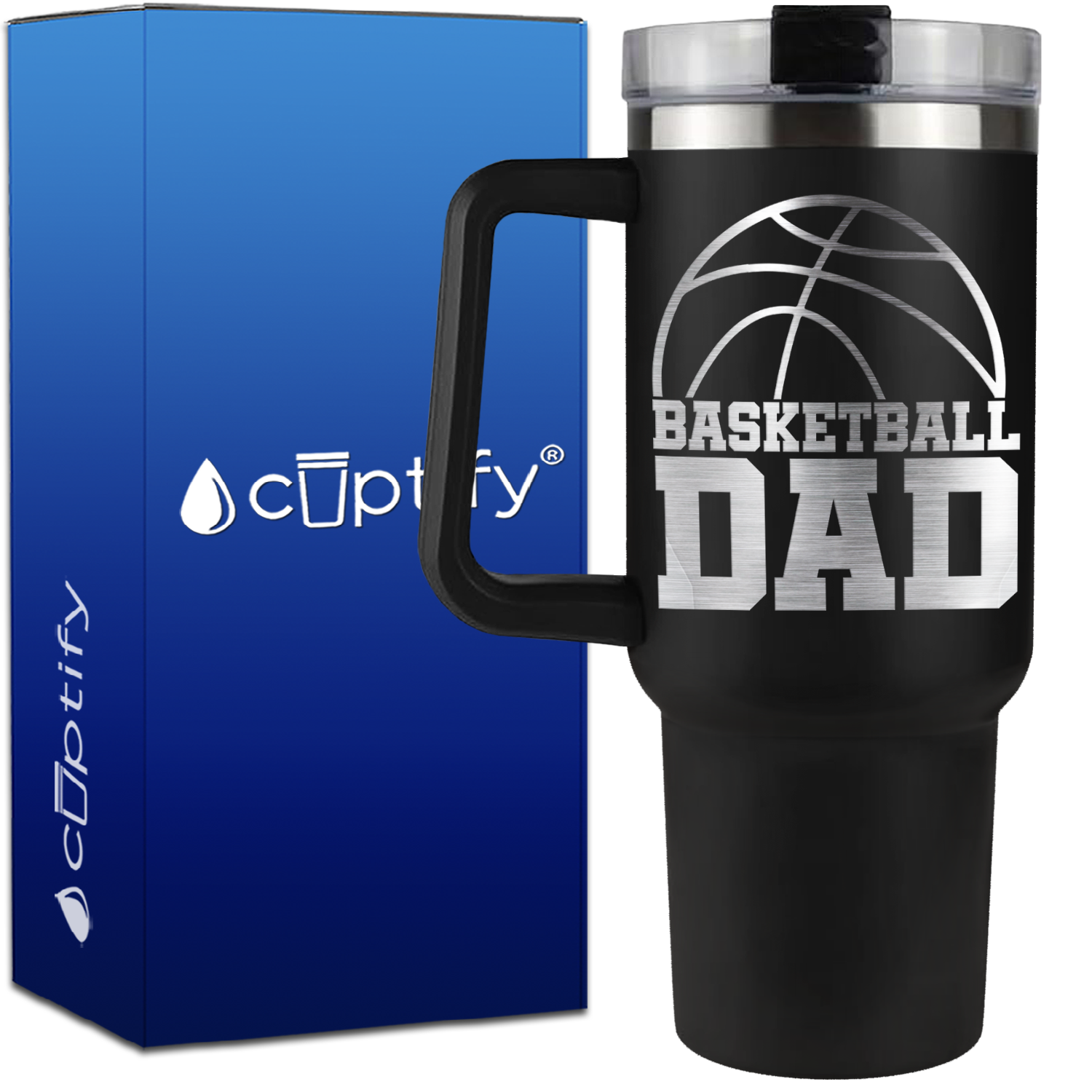 Basketball Dad Half Ball on 40oz Basketball Traveler Mug