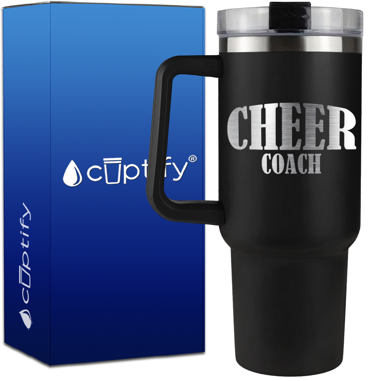 Cheer Coach Angle on 40oz Cheer Traveler Mug