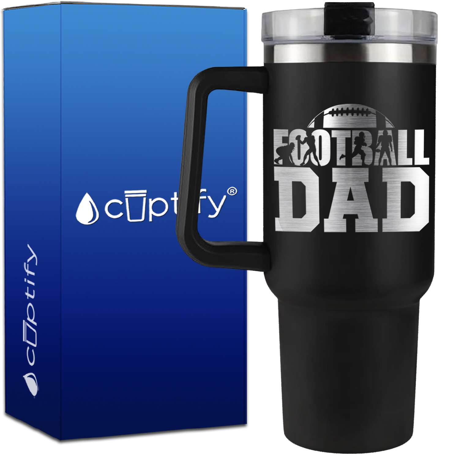 Football Dad on 40oz Football Traveler Mug