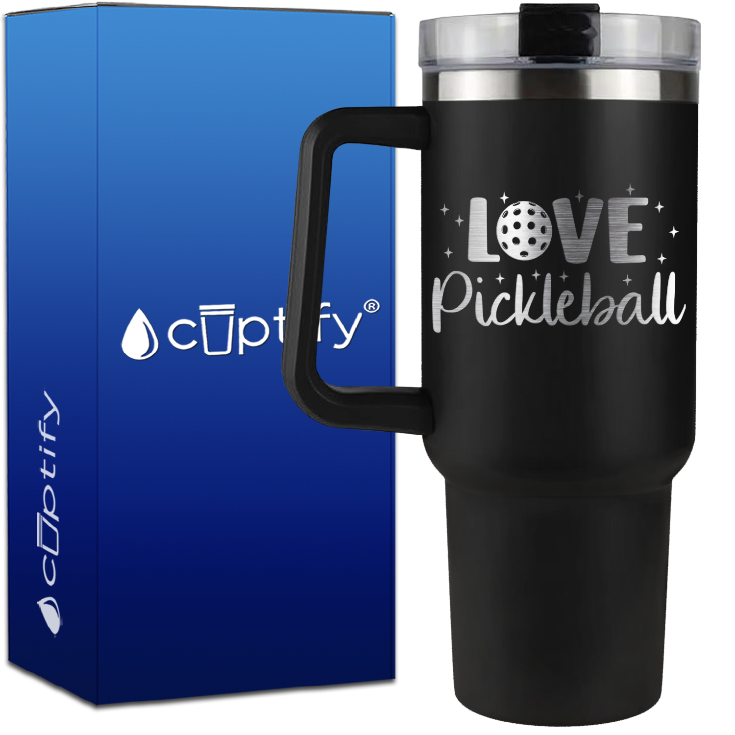 Pickleball Love on 40oz Pickleball Traveler Mug