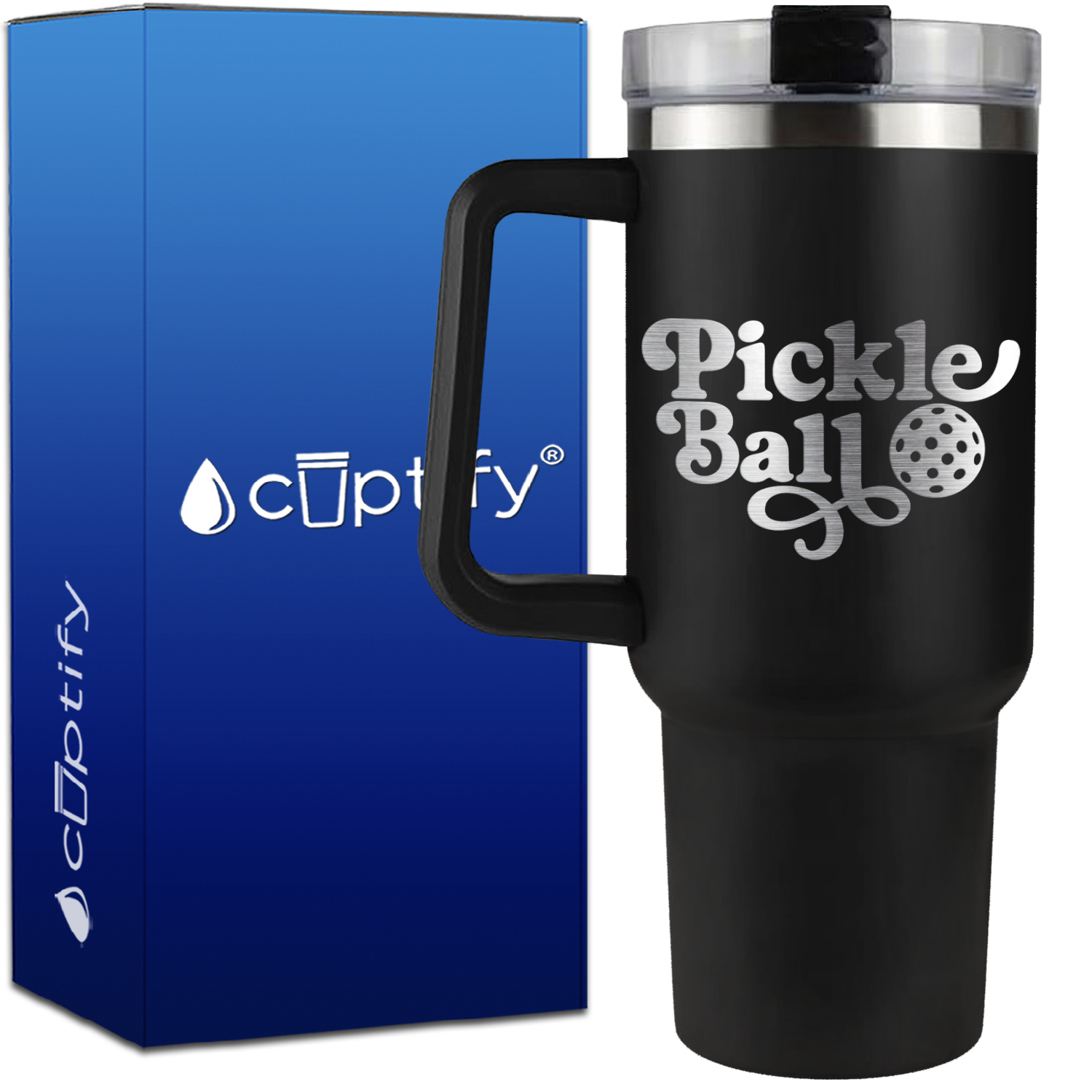 Pickleball Silhouette on 40oz Pickleball Traveler Mug