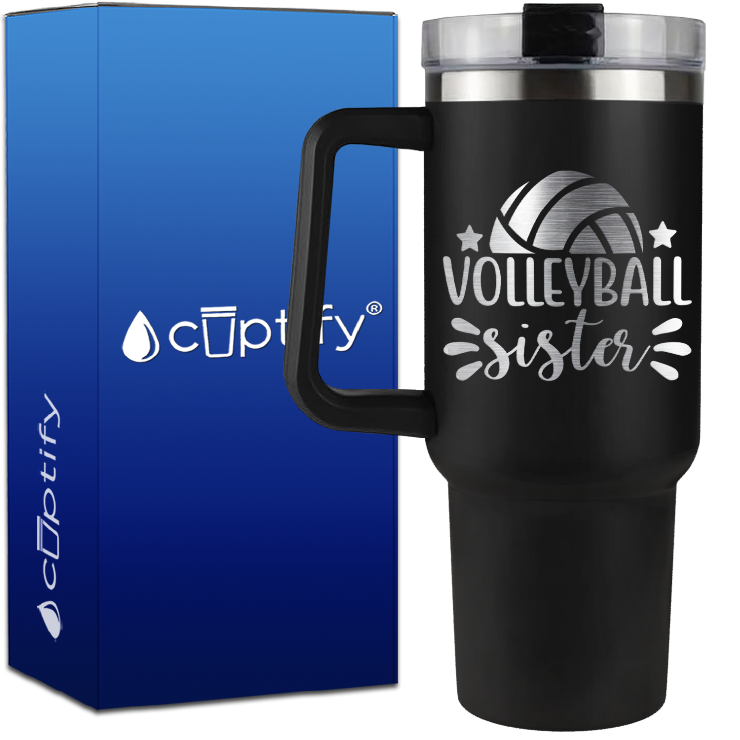 Volleyball Sister Stars on 40oz Volleyball Traveler Mug