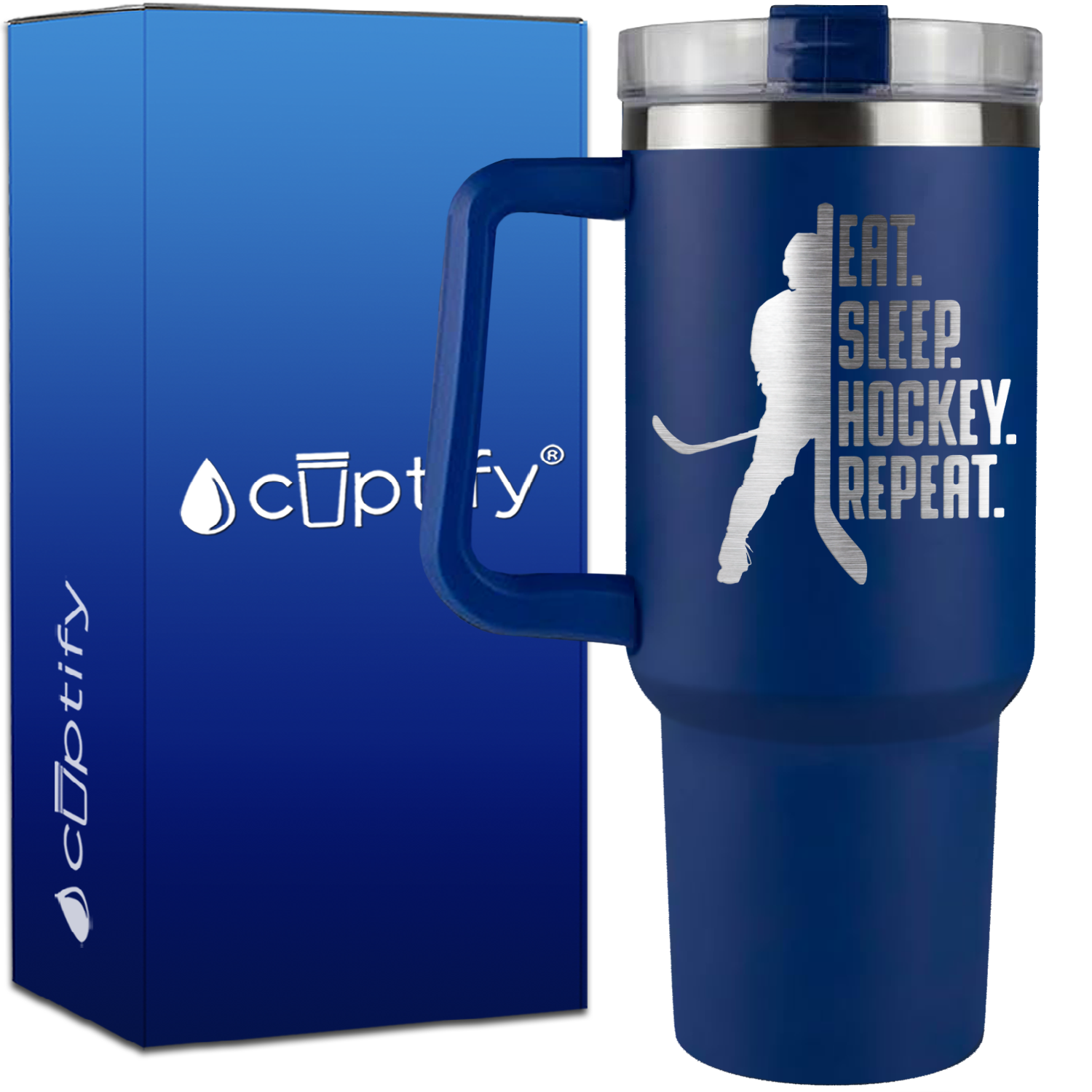 Eat. Sleep. Hockey. Repeat. on 40oz Hockey Traveler Mug