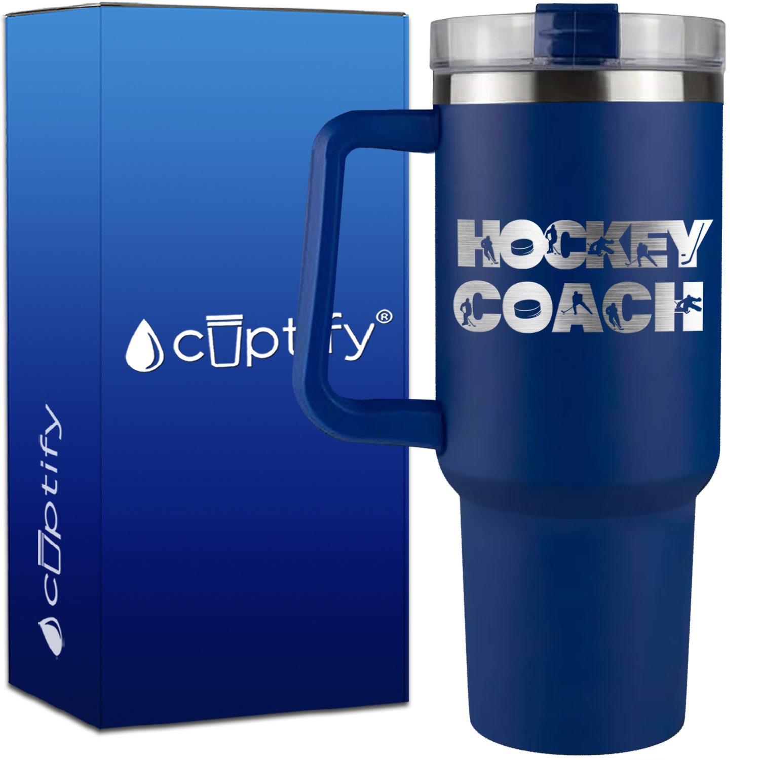 Hockey Coach Silhouettes on 40oz Hockey Traveler Mug