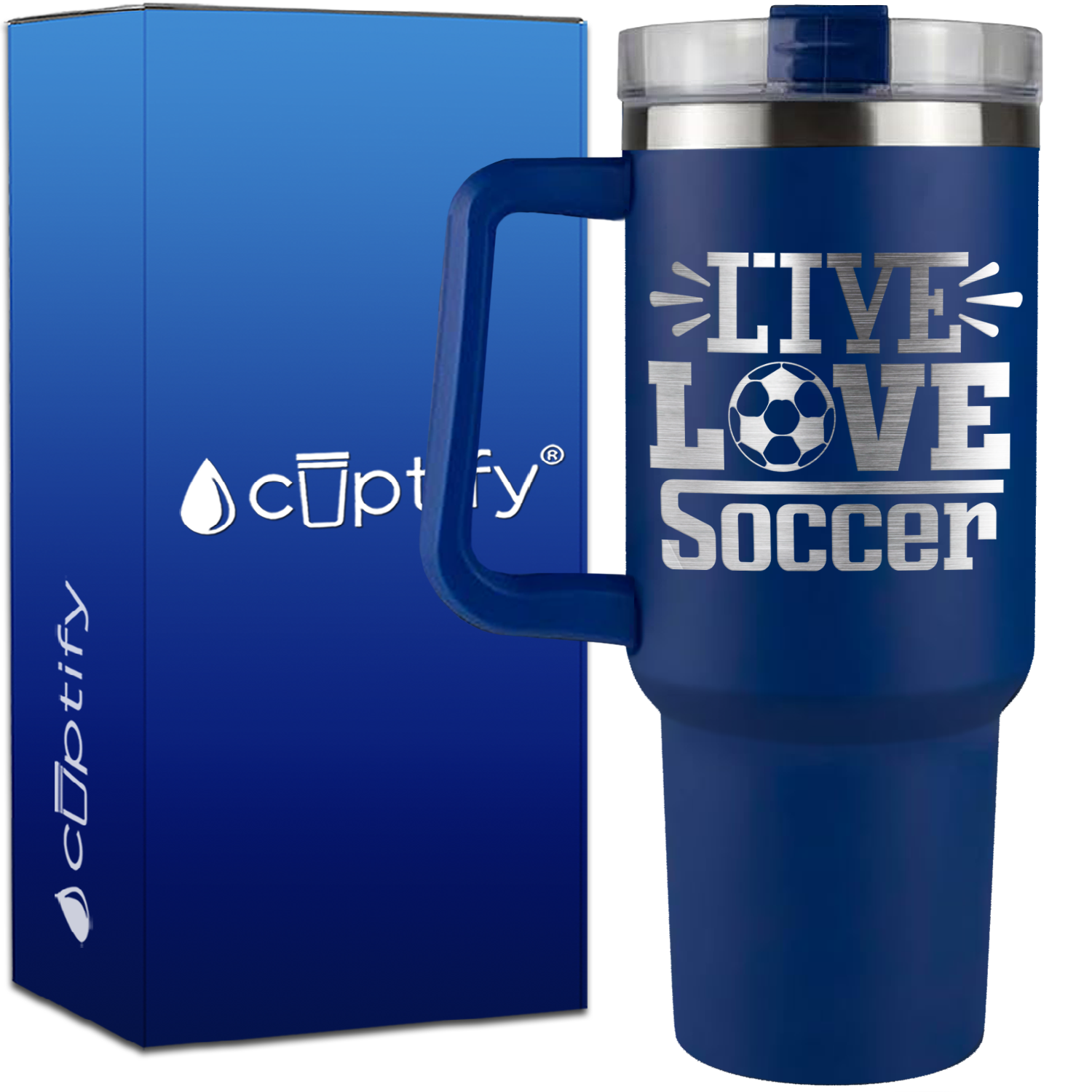 Live Love Soccer on 40oz Soccer Traveler Mug