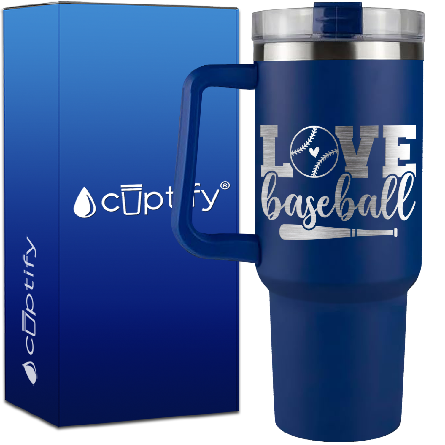 Love Baseball Bat and Ball on 40oz Baseball Traveler Mug