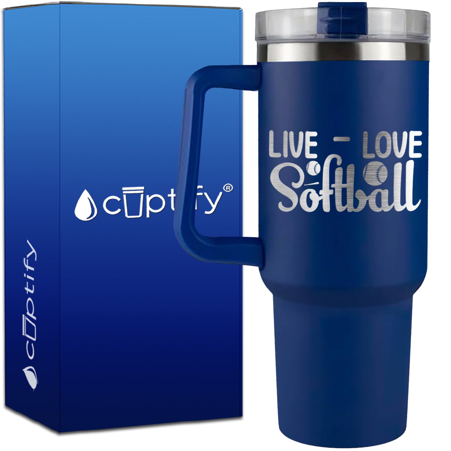 Live Love Softball on 40oz Softball Traveler Mug