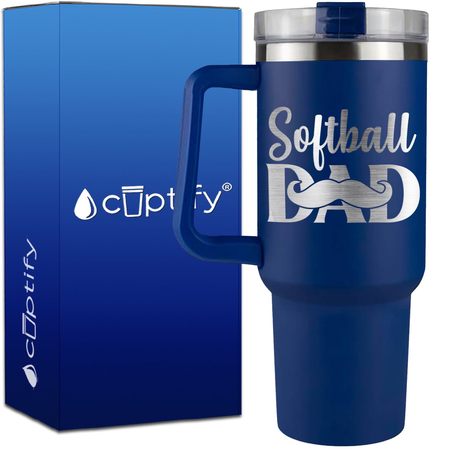 Softball Dad Mustache on 40oz Softball Traveler Mug