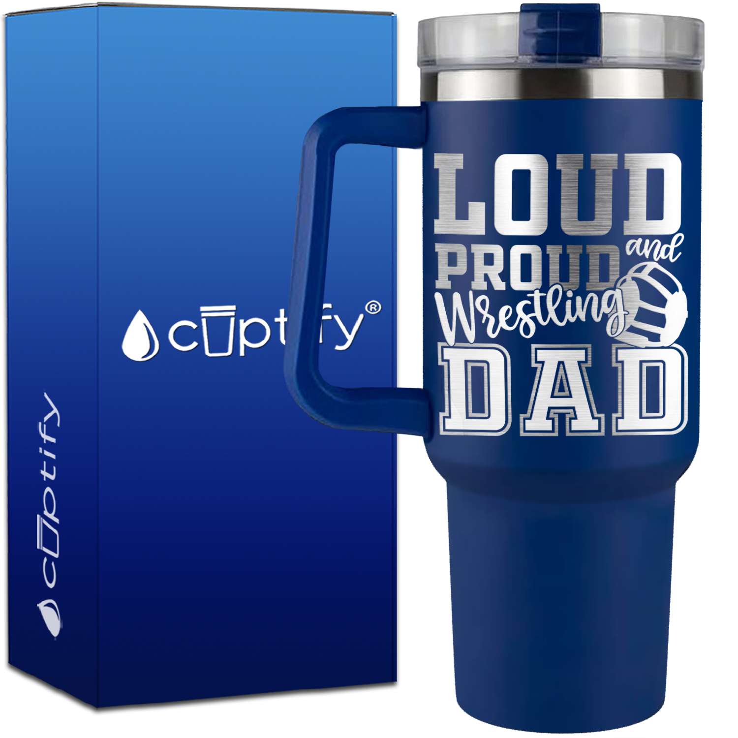 Loud and Proud Wrestling Dad on 40oz Wrestling Traveler Mug