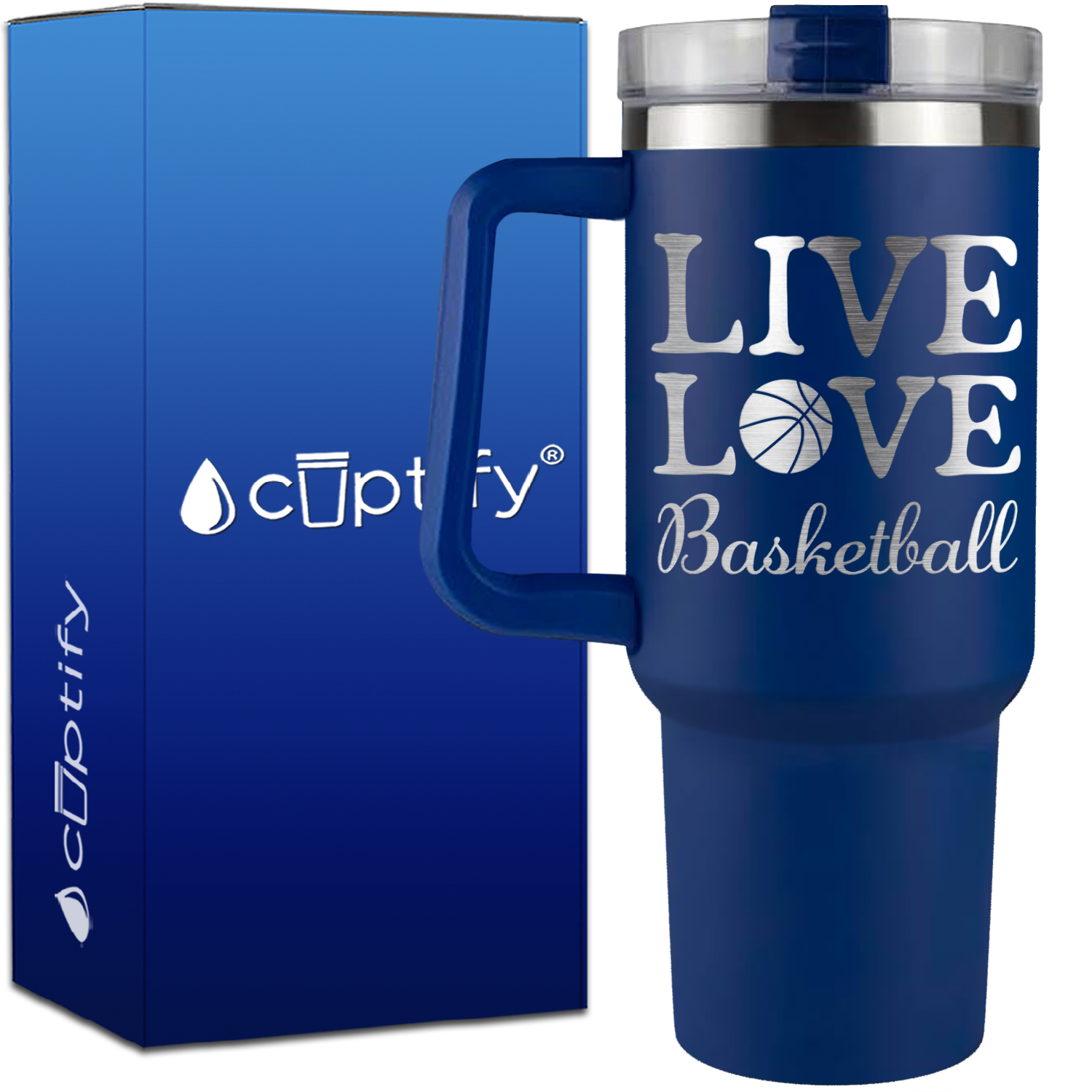 Live Love Basketball on 40oz Basketball Traveler Mug