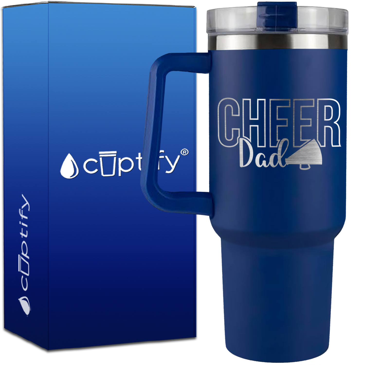 Cheer Dad Megaphone on 40oz Cheer Traveler Mug