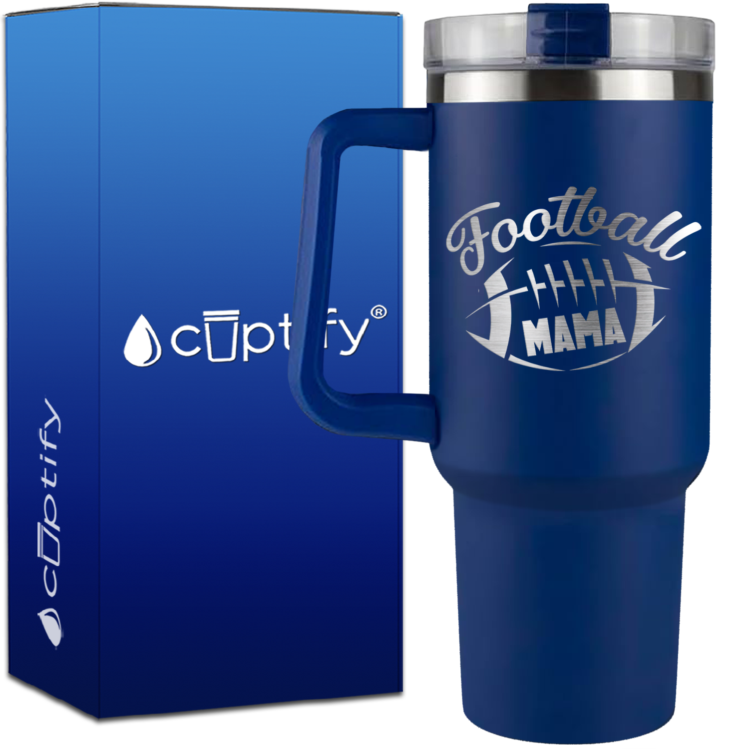 Football Mama on 40oz Football Traveler Mug