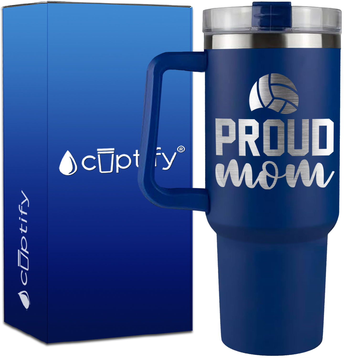 Volleyball Proud Mom on 40oz Volleyball Traveler Mug