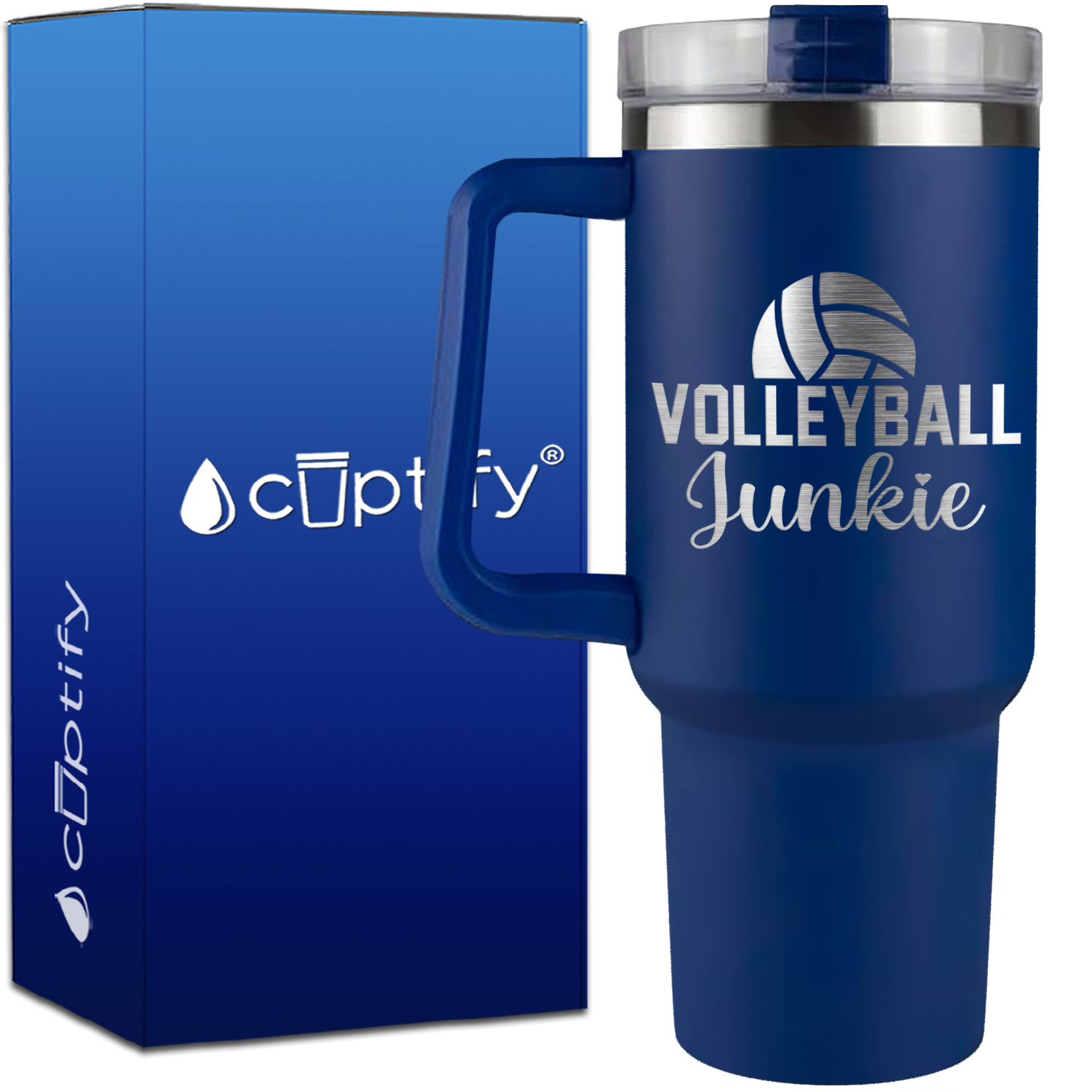 Volleyball Junkie Half Ball on 40oz Volleyball Traveler Mug