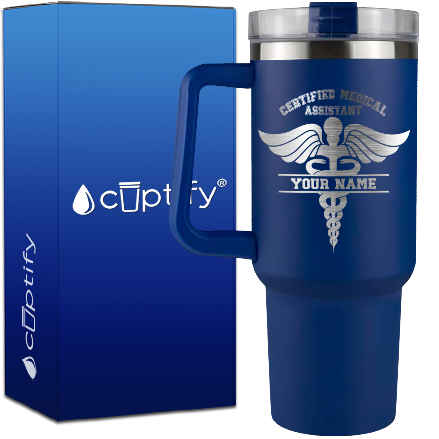 Personalized Certified Medical Assistant Stethoscope  on 40oz CMA Traveler Mug