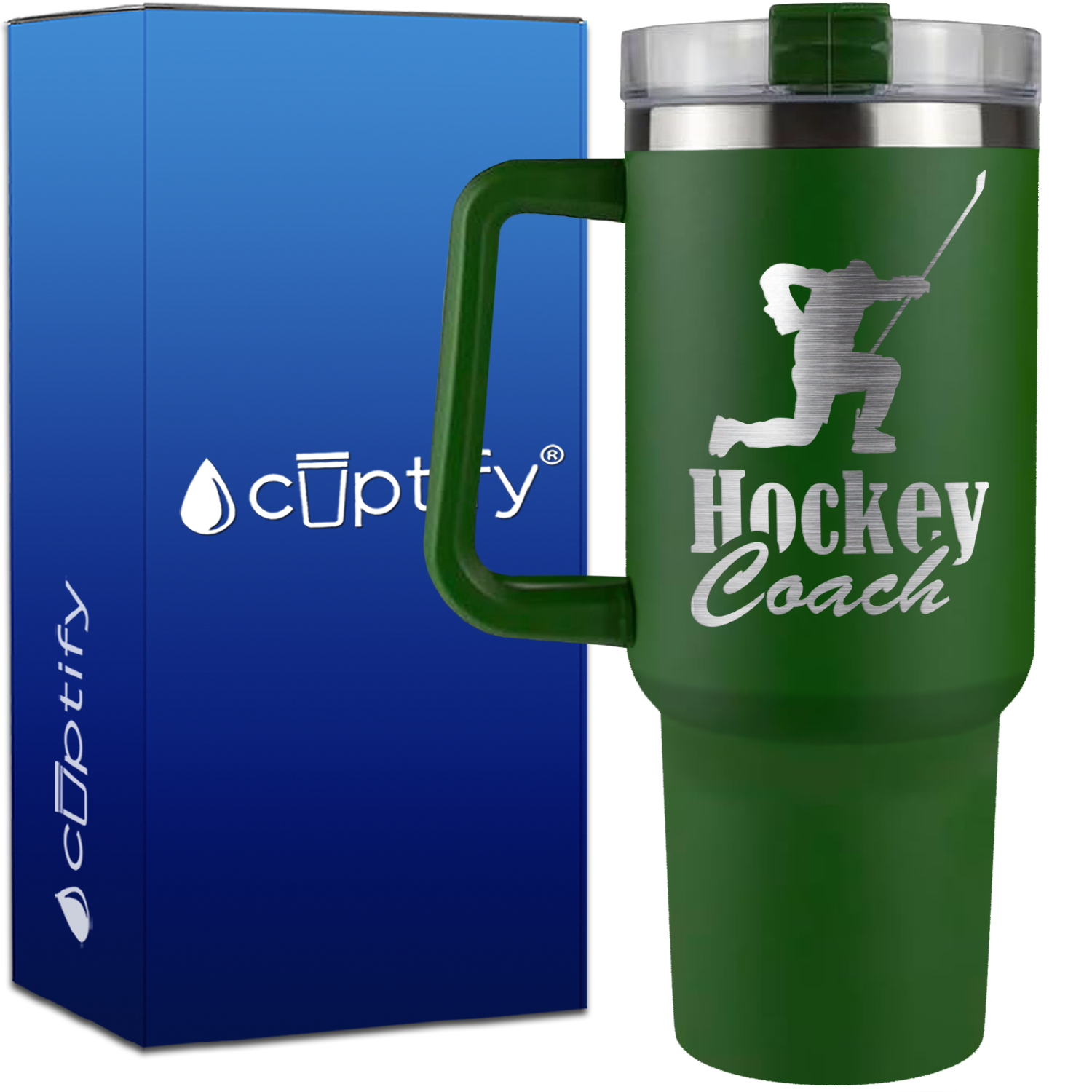 Hockey Coach Goal Pose on 40oz Hockey Traveler Mug