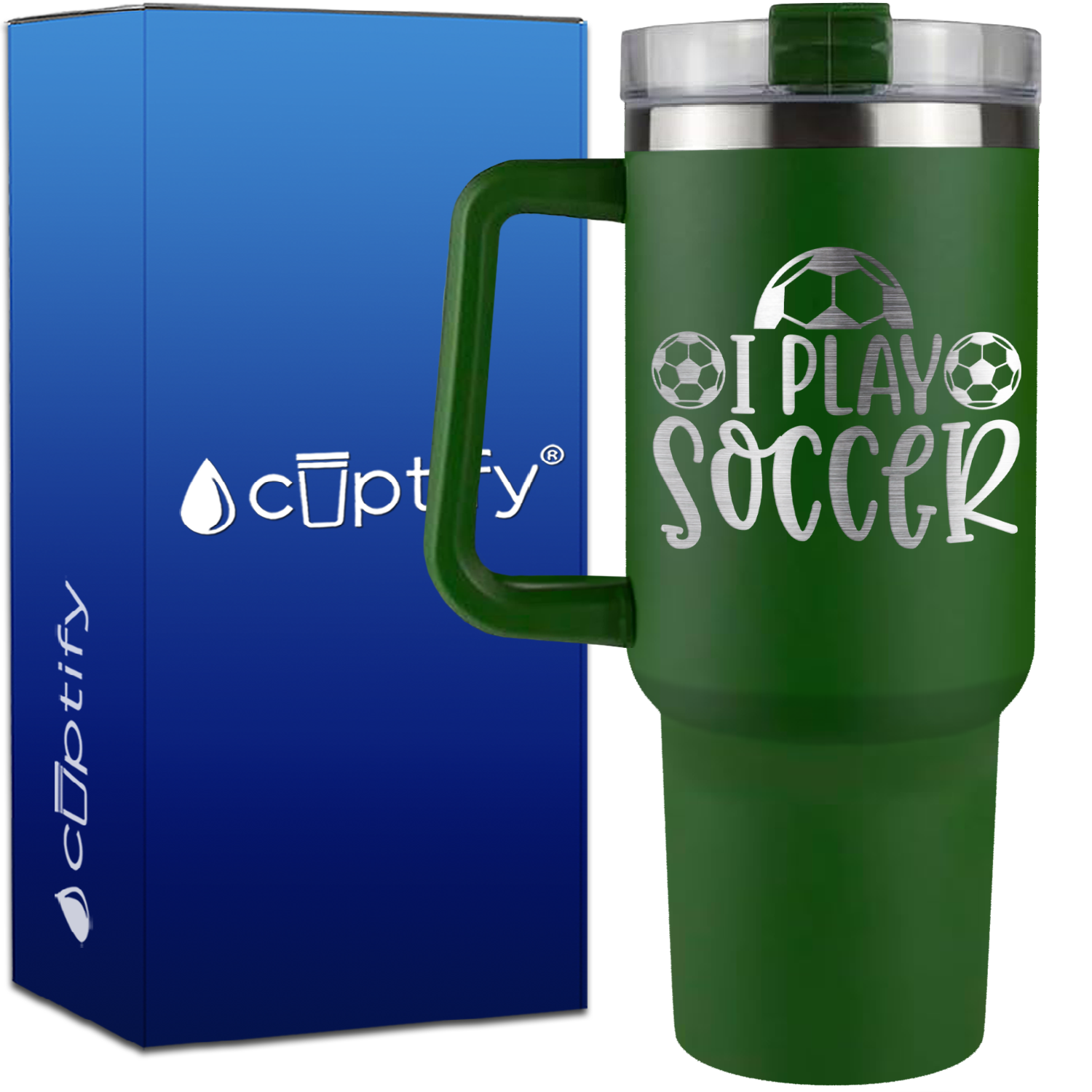 I Play Soccer on 40oz Soccer Traveler Mug