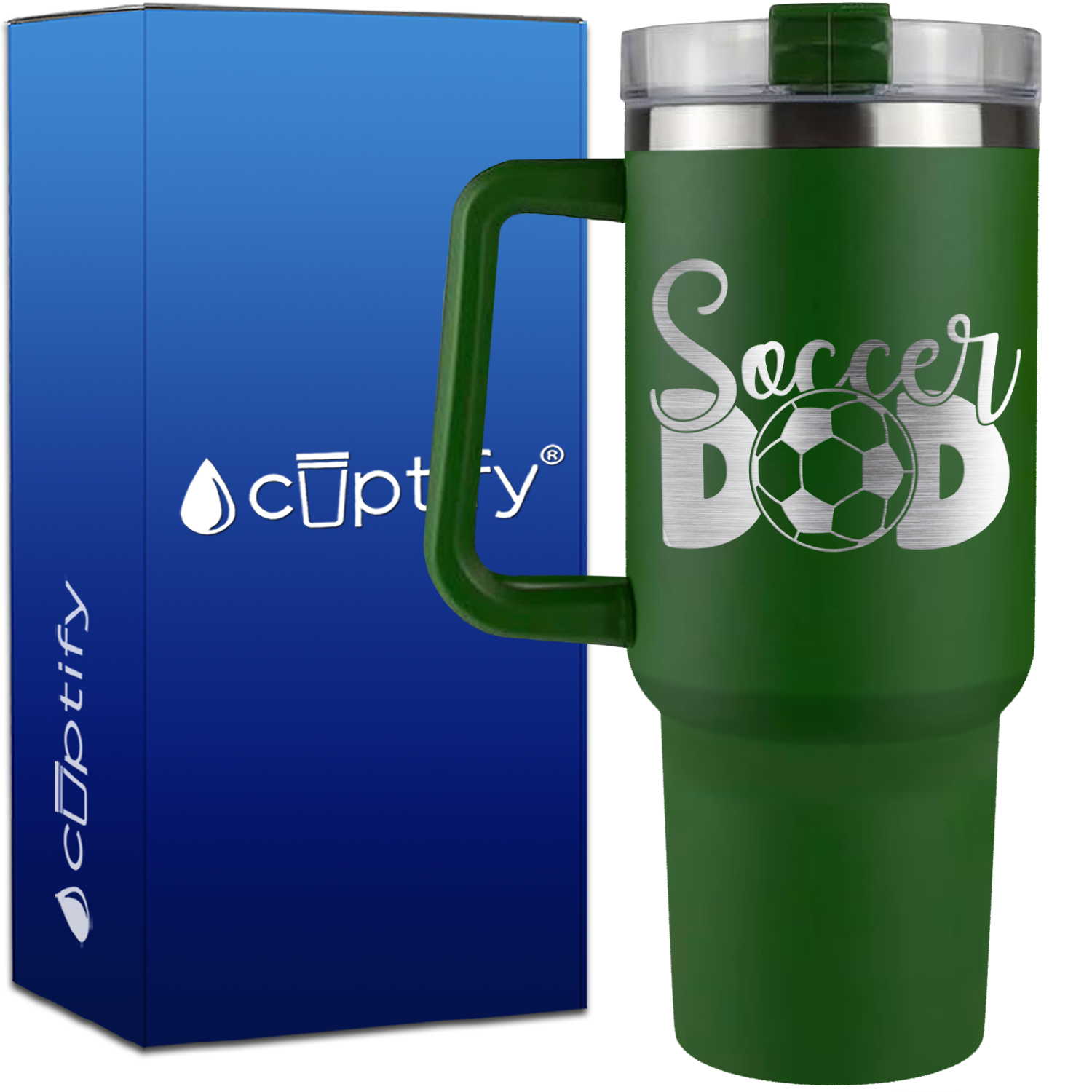 Soccer Dad with Ball on 40oz Soccer Traveler Mug