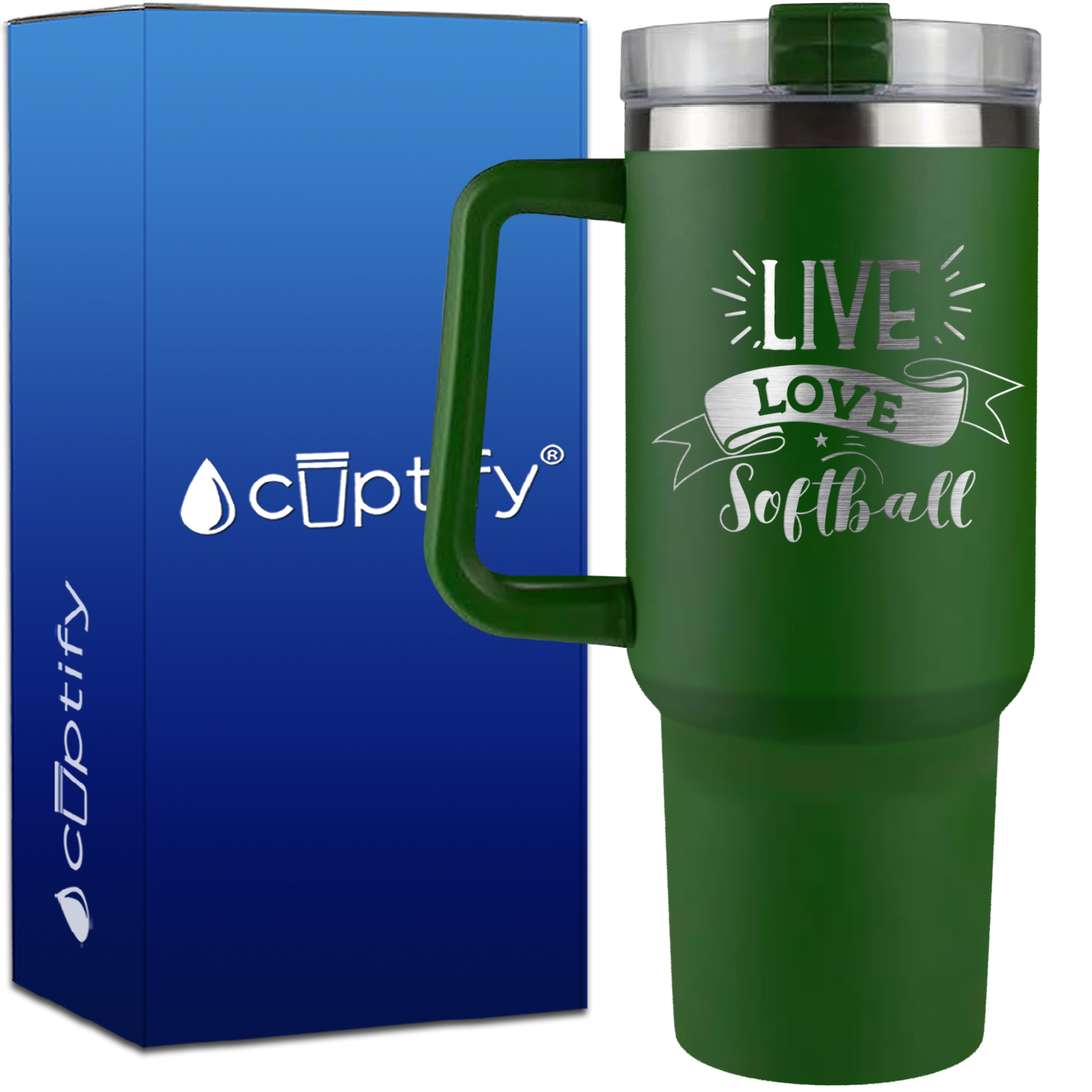 Live Love Softball Banner on 40oz Softball Traveler Mug