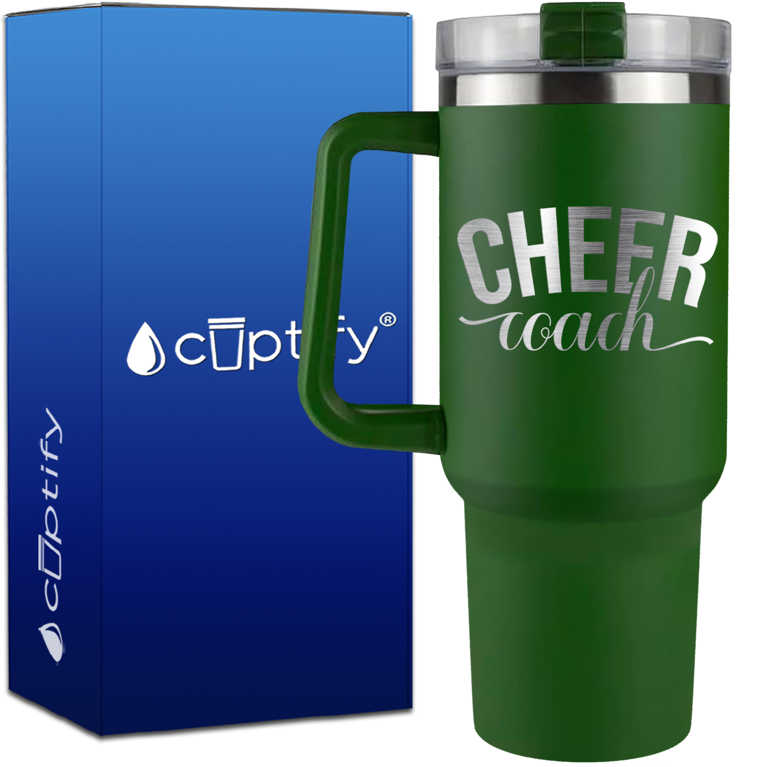 Cheer Coach Script Angled on 40oz Cheer Traveler Mug