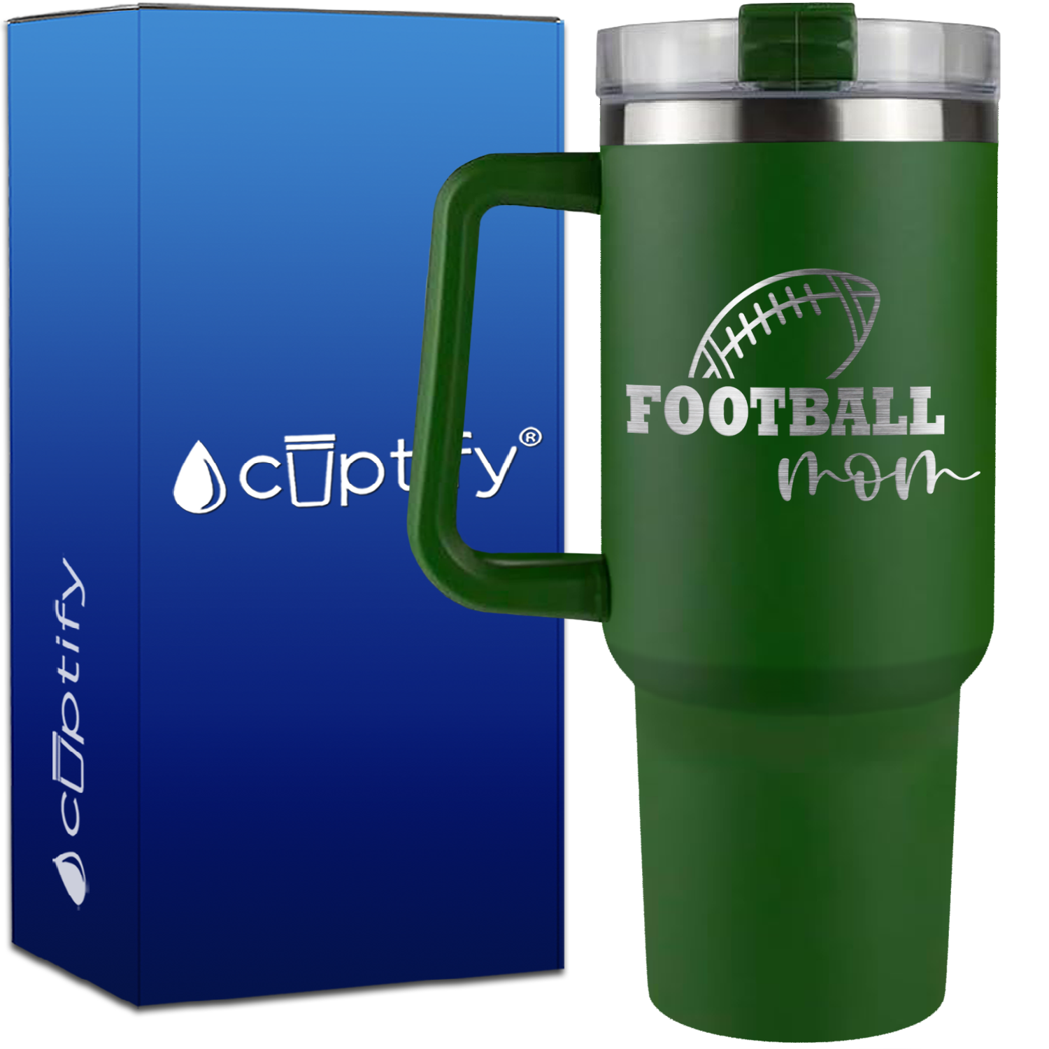 Football Mom Ball on 40oz Football Traveler Mug