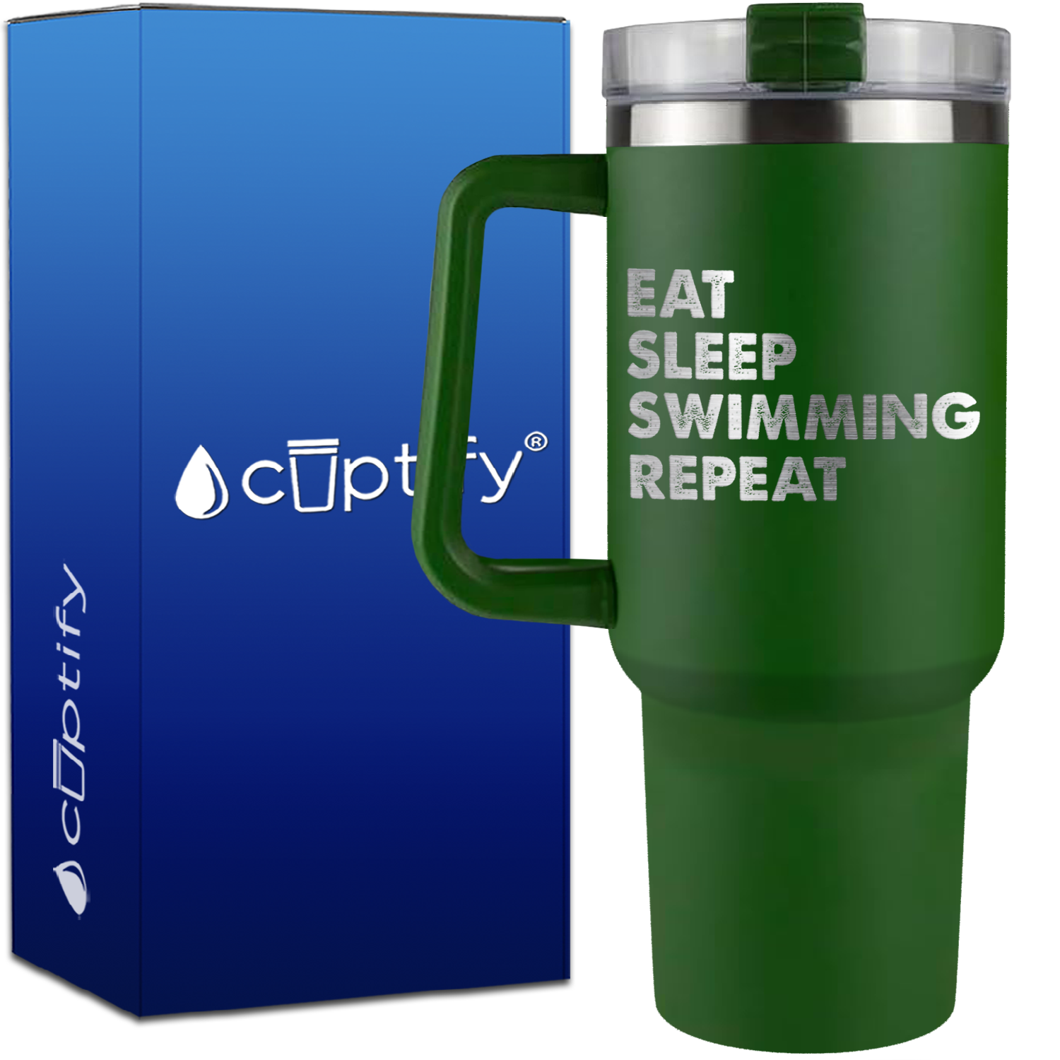 Eat Sleep Swimming Repeat on 40oz Swimming Traveler Mug